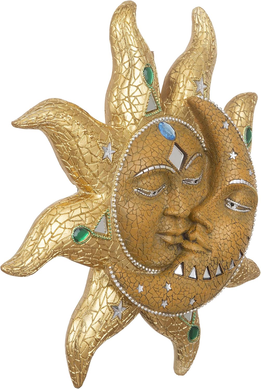 George S. Chen Imports Polyresin Orange Mosaic Face Sun with Yellow Mosaic Moon, 13", Multicolor (SS-G-63046)