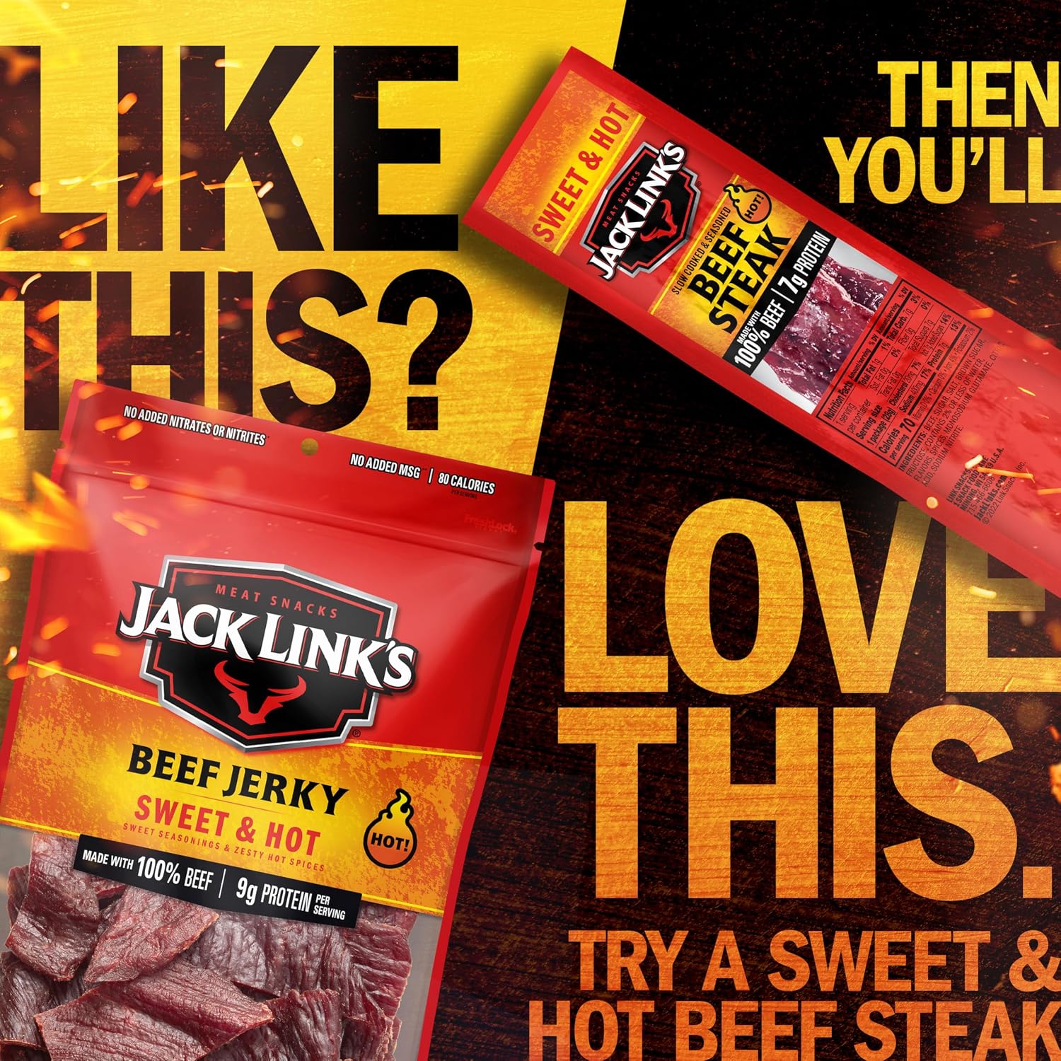 Jack Link's Peppered Beef Jerky Half Pounder - 8 oz Large Jerky Bag - Ready to Eat Real Meat Protein Snacks - 9g Protein per Serving - Made with 100% Real Beef | Large Jerky Bag - Ready to Eat Real Meat Protein Snacks - 9g Protein per Serving - Made with…