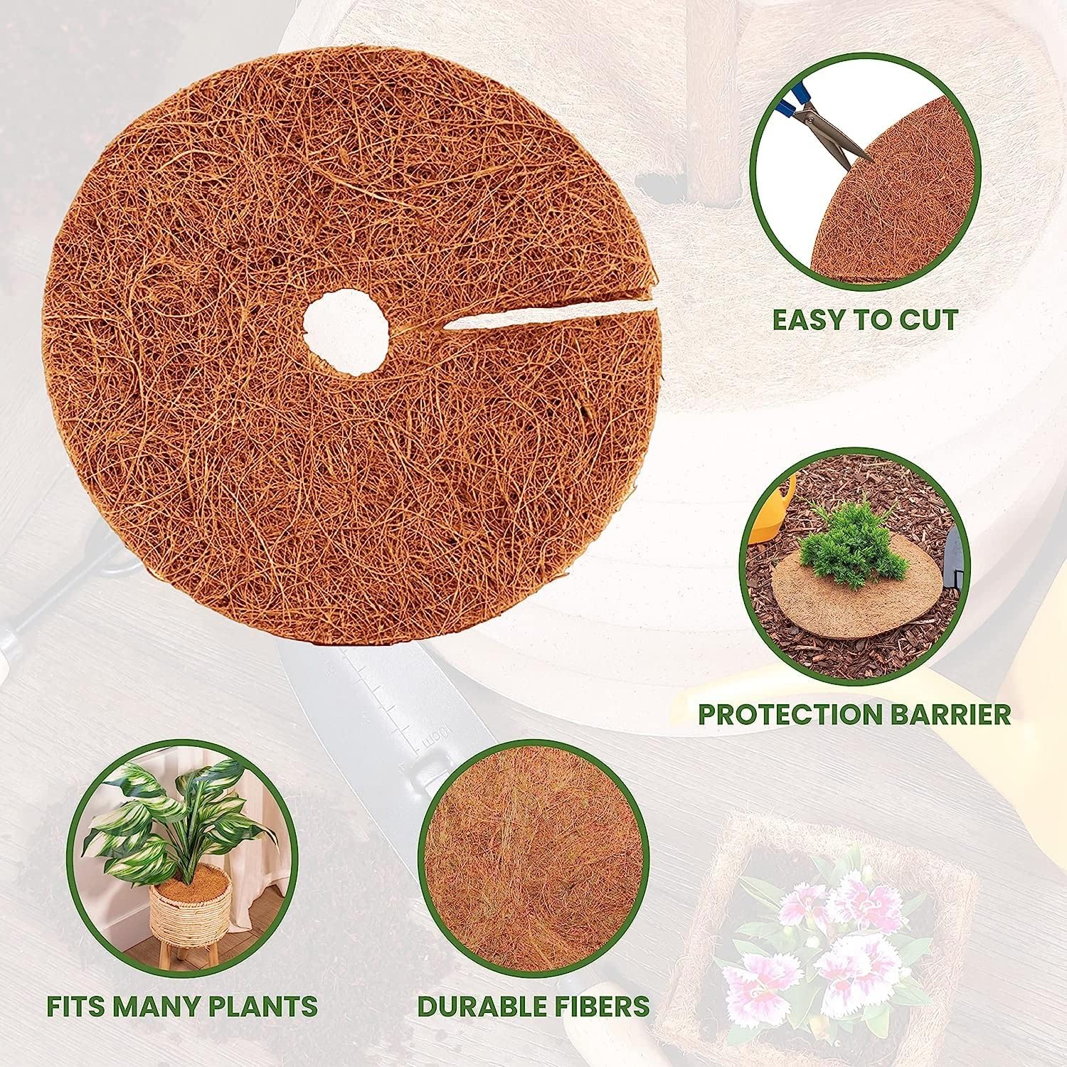 Envelor 20 pcs Coconut Fibers Mulch Ring 4 Inches Tree Protector Mat Coconut Mulch Cover Natural Coconut Fiber Weed Control Rings, Tree Ring Plant Cover for Indoor Outdoor Plants, Pot, Landscaping
