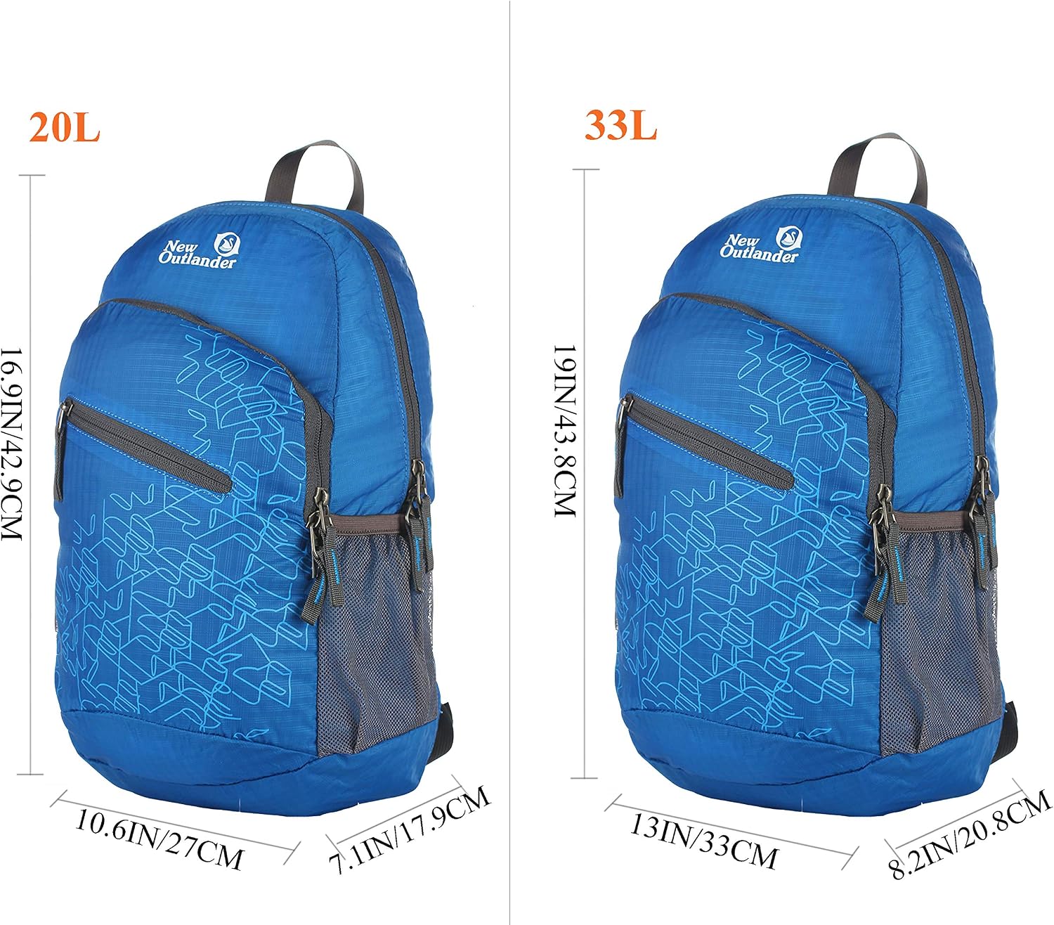 Packable Handy Lightweight Travel Hiking Backpack Daypack-Orange