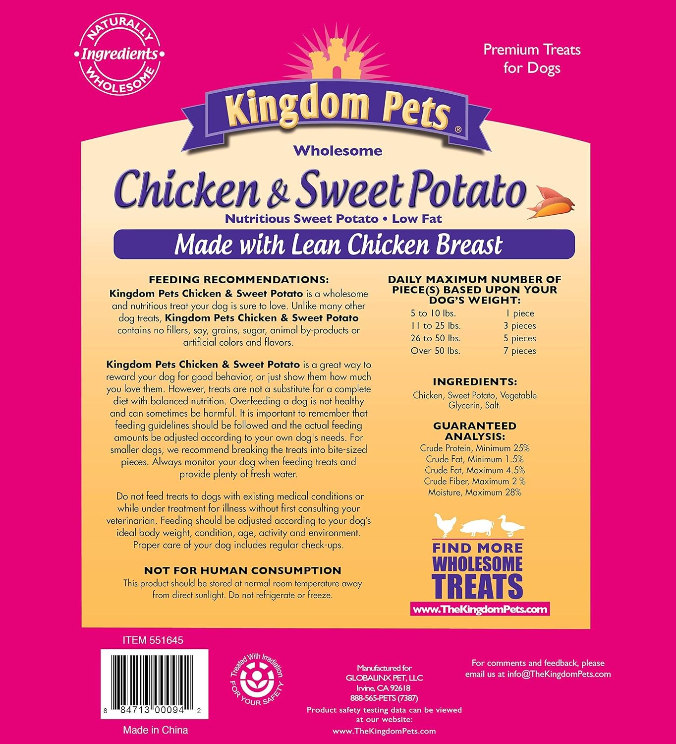Chicken Jerky Dog Treats with Only 3 Ingredients and No Fillers, 3 Pound Bag