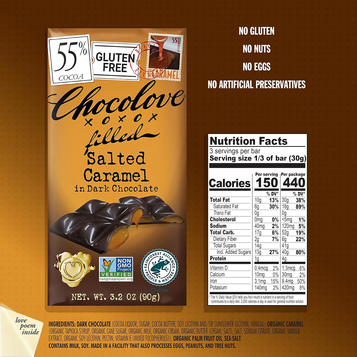 Chocolove Almonds and Sea Salt in Dark Chocolate, 3.2 oz
