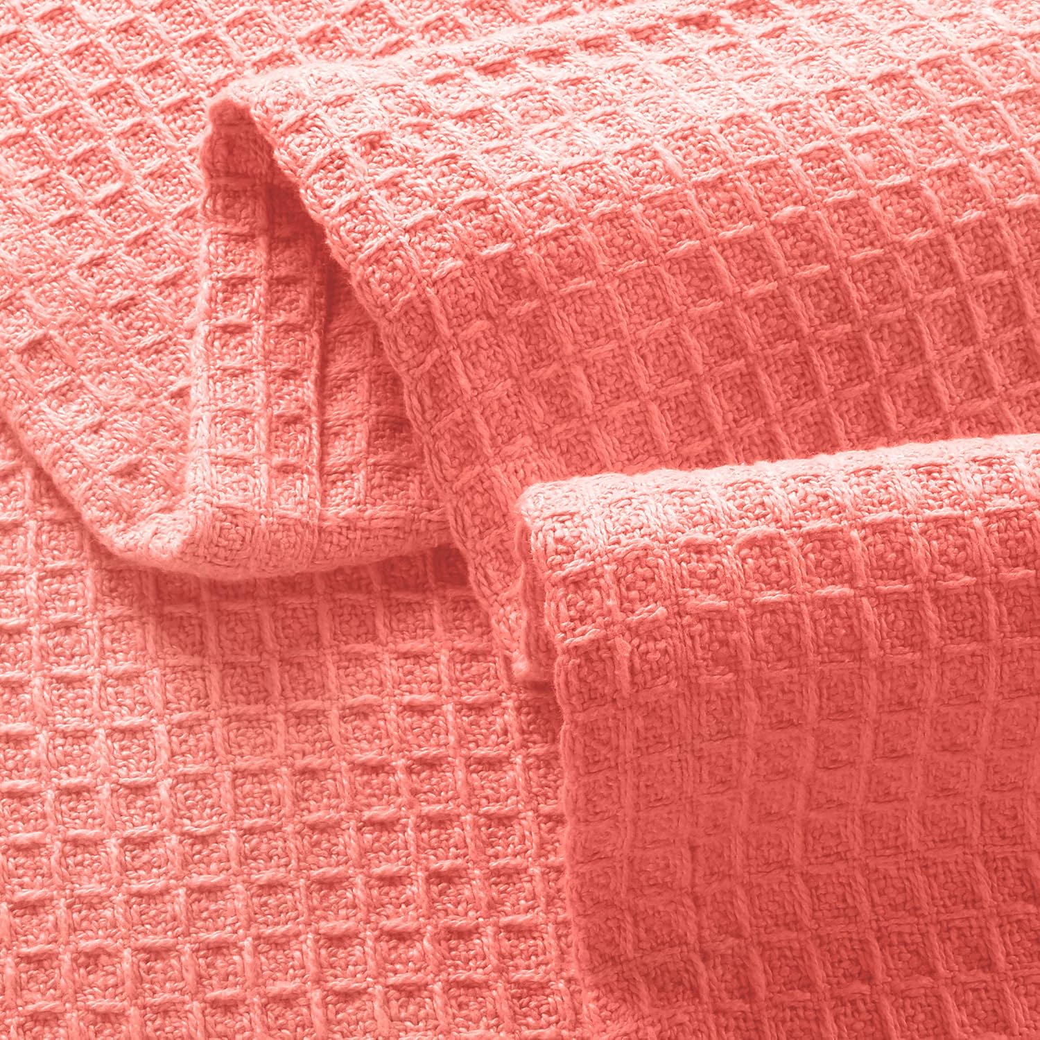 Glamburg 100% Cotton Thermal Bed Blanket, Soft Waffle, Queen Size, All Season, Navy Blue