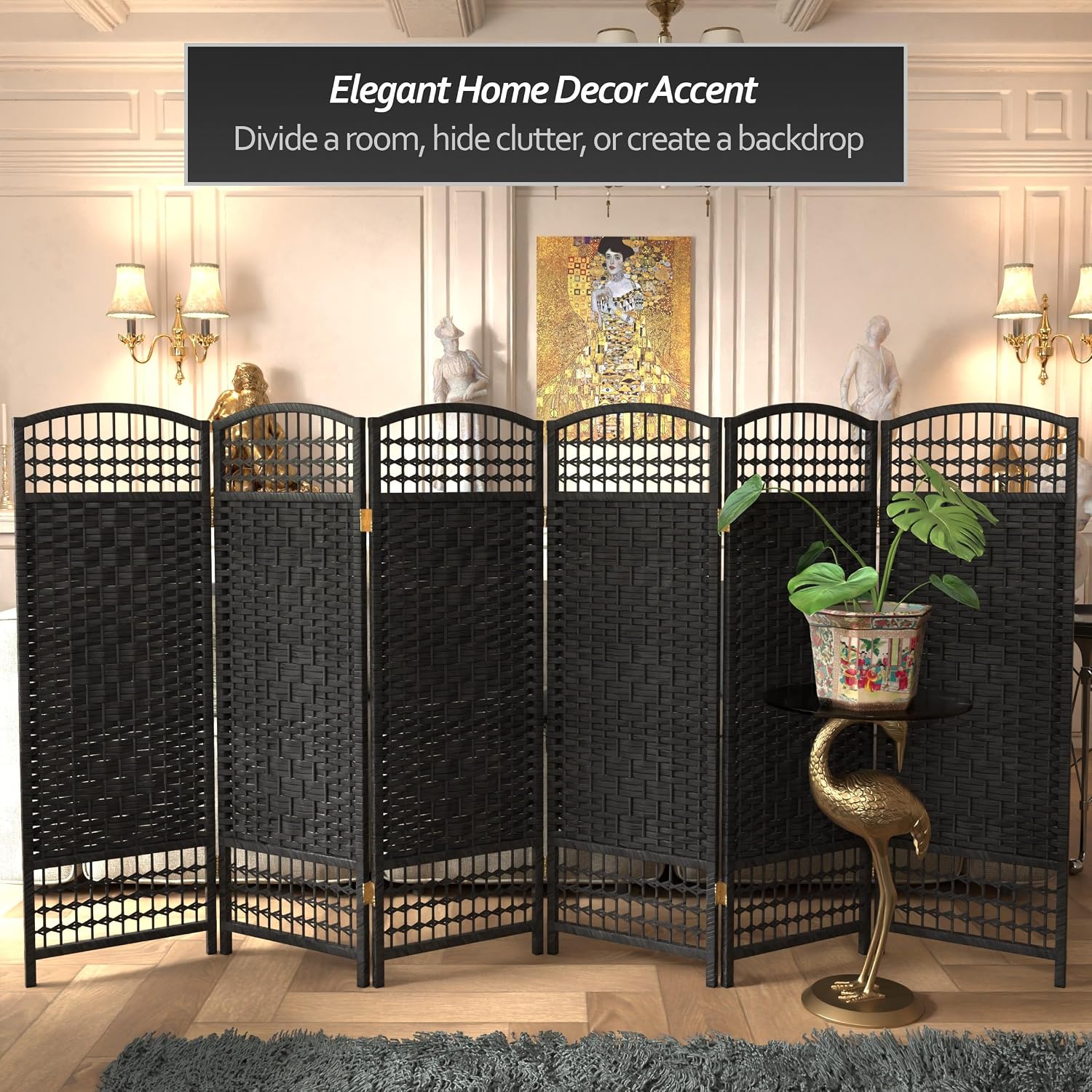4 ft. Short Fiber Weave Folding Screen - Natural - 4 Panels