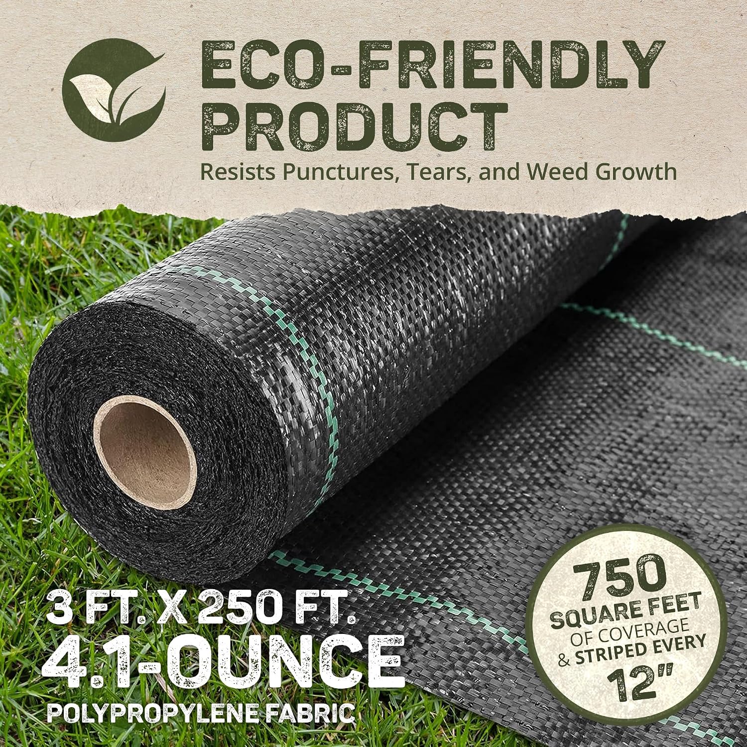 Dewitt Professional Max Weed Barrier Fabric 4.1 oz, Black, 4 x 250 Feet – Heavy-Duty Weed Control and Ground Cover for Gardens, Beds, Mulch, Outdoor Landscaping, and Yard Areas