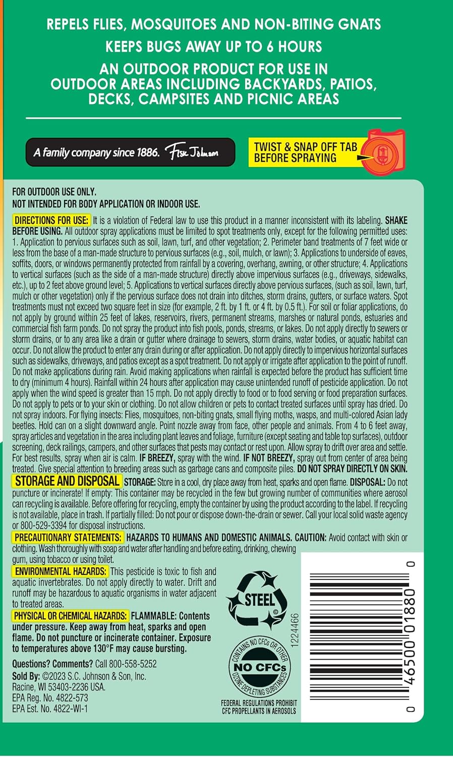 OFF! Backyard Pretreat Outdoor Mosquito Repellent Fogger, 16 oz, (2-Pack)