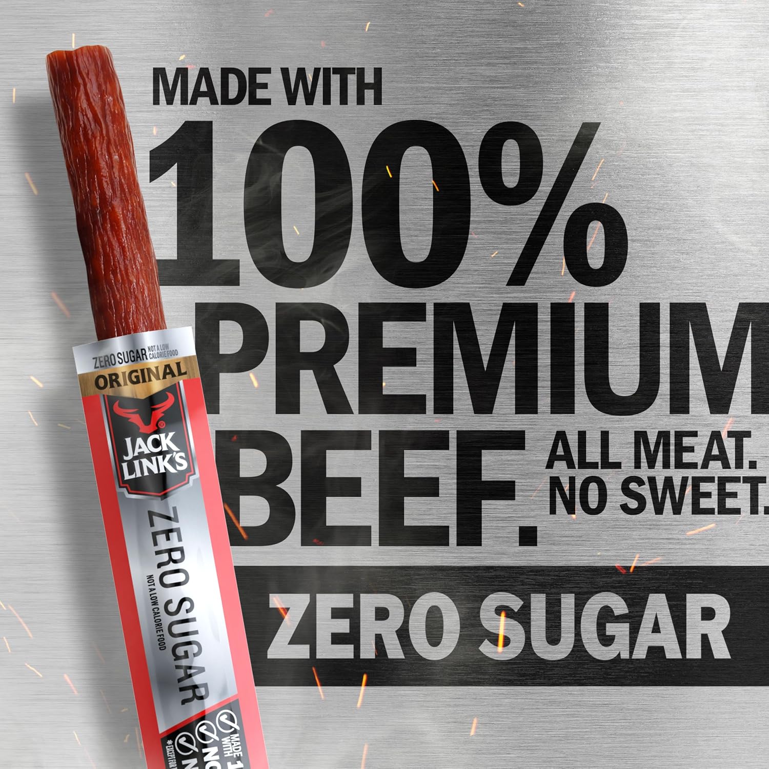 Jack Link's Original Beef Jerky Sticks - Made with 100% Real Beef - Ready to Eat Real Meat Protein Snacks - 6g Protein per Serving - 0.92 oz Meat Stick, 20 Count