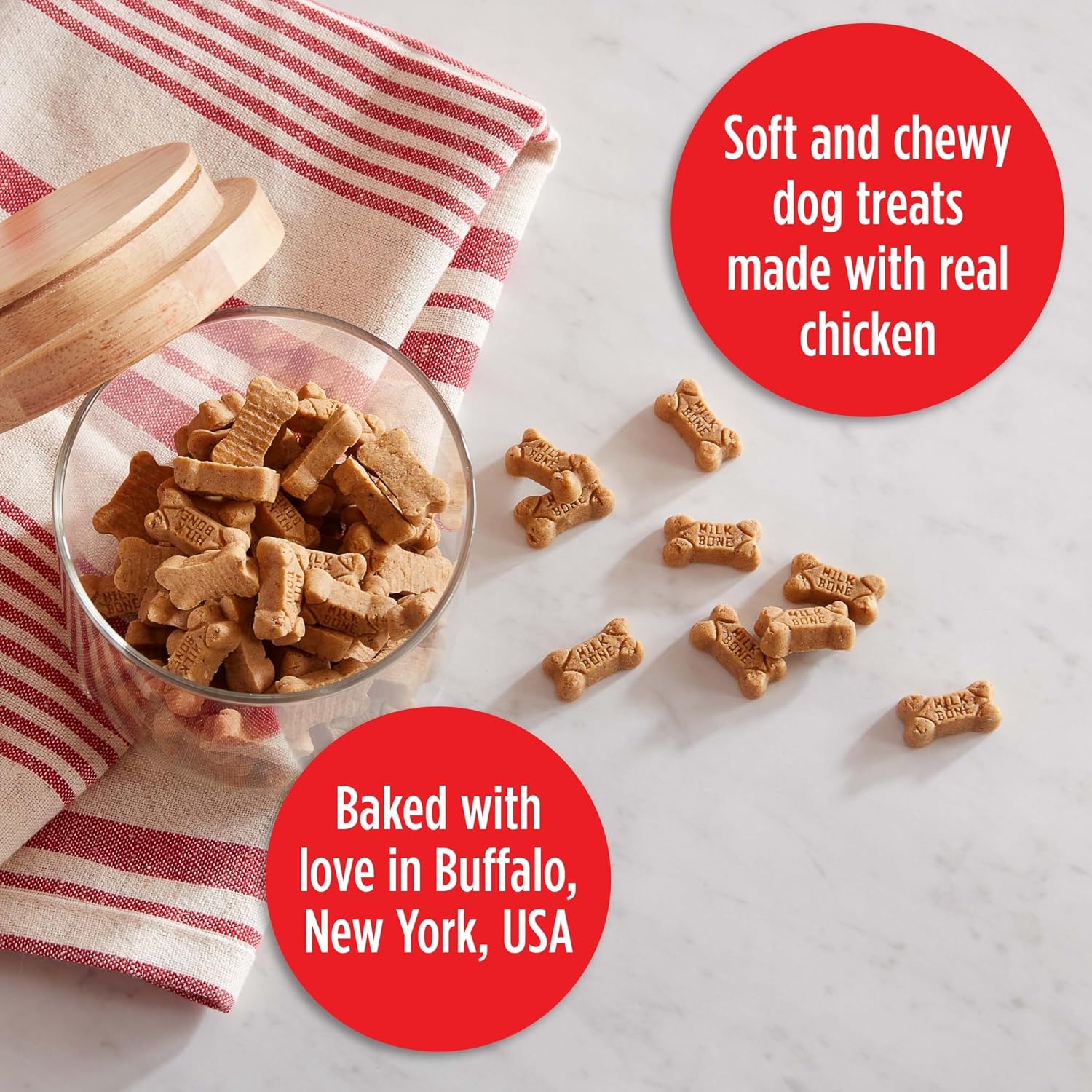 Milk-Bone Soft & Chewy Dog Training Treats, 25 oz Canister | Made with real chicken breast, soft dog treats for training and rewarding, 18% protein, fortified with vitamins and minerals