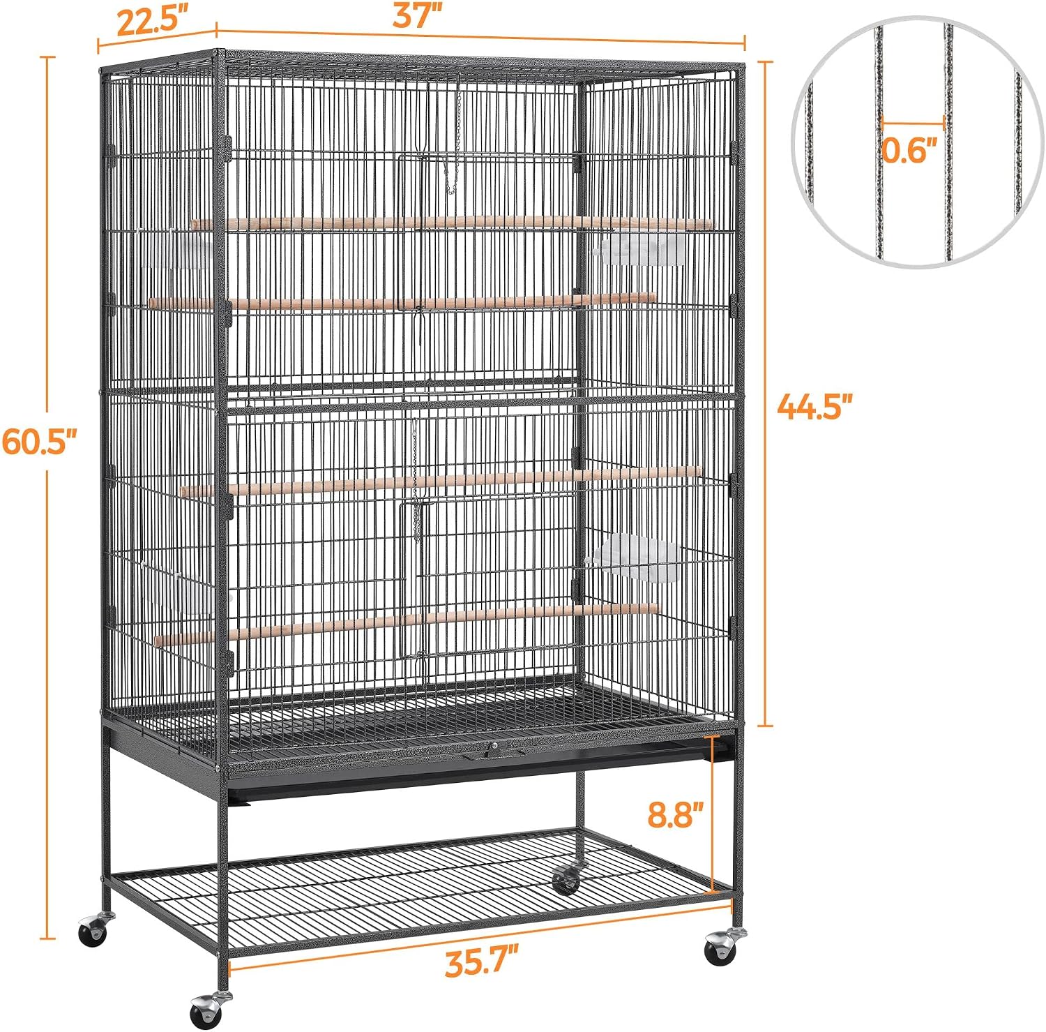 Topeakmart Wrought Iron Large Flight Parrot Bird Cage with Rolling Stand for Multiple Parakeets Conure Cockatiel Cage
