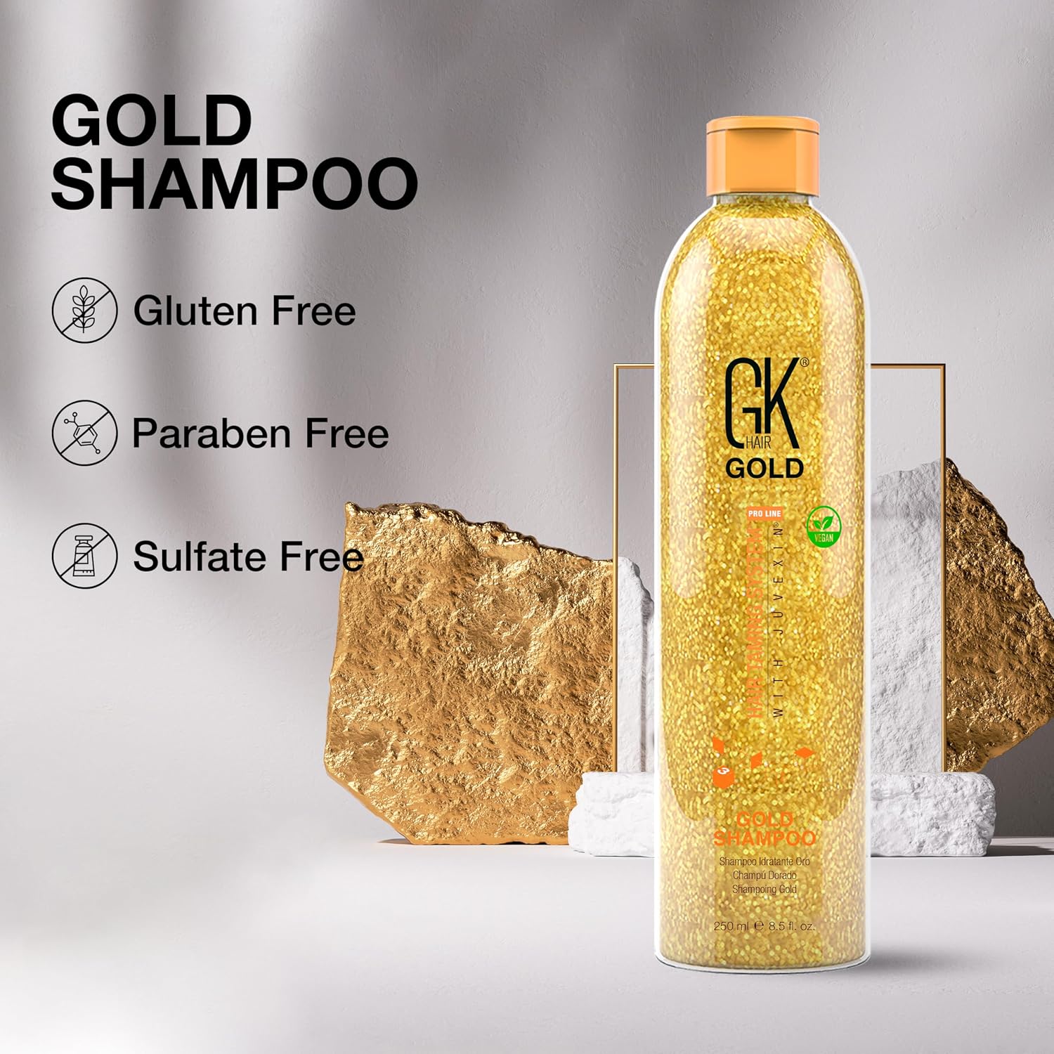 GK HAIR Anti-Dandruff Shampoo Leaving Your Scalp Refreshed and Hair Soft, Smooth – Sulfate-Free Shampoo for Dry Damaged Hair for Men and Women 8.5 Fl Oz
