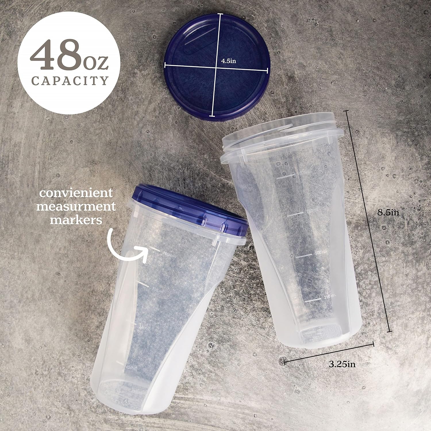 PLASTICPRO Twist Top Deli Containers Clear bottom With blue [32 oz 3 Pack]
