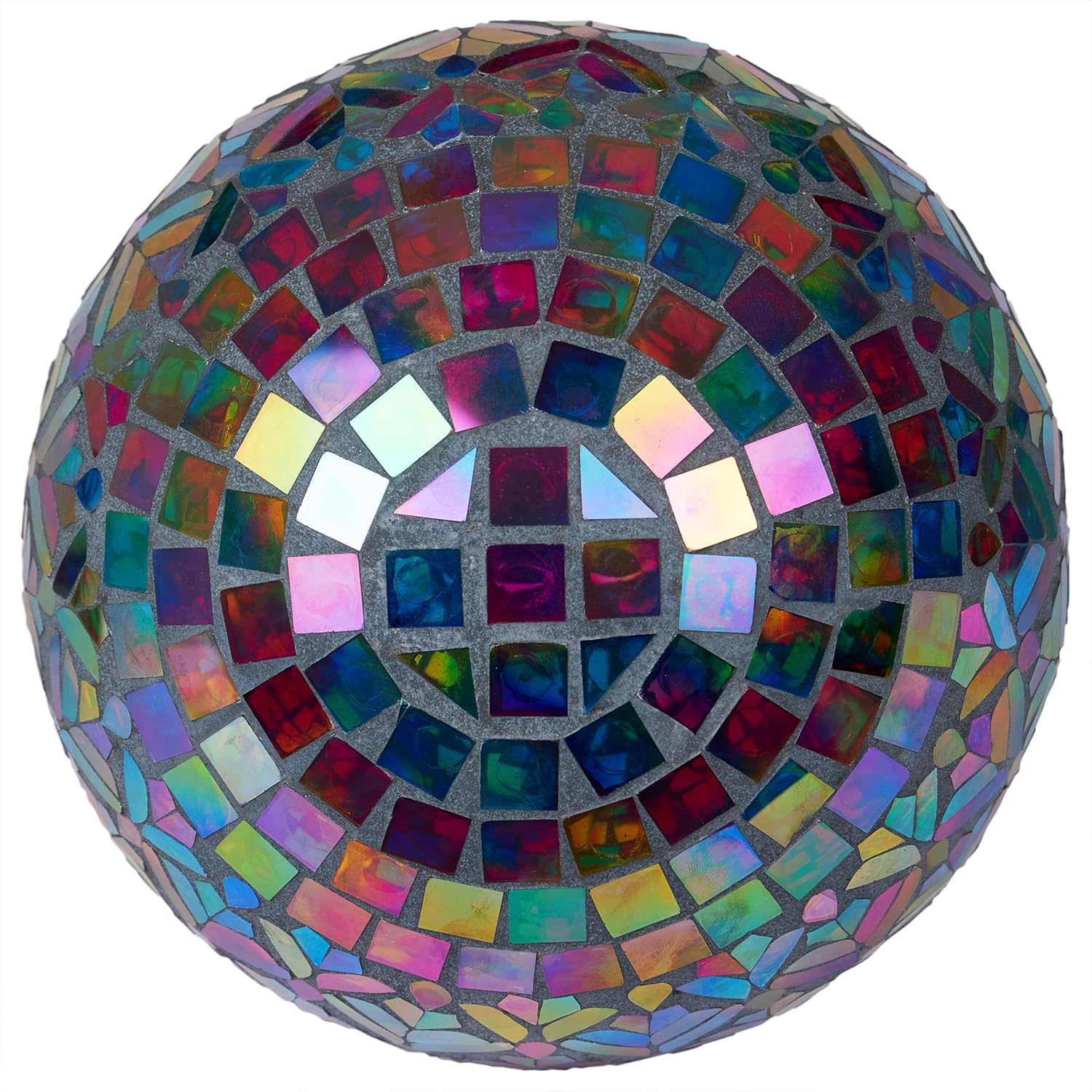 Alpine Corporation 10" Diameter Indoor/Outdoor Glass Mosaic Gazing Globe Yard Decoration, Purple Pearlized Petals Design