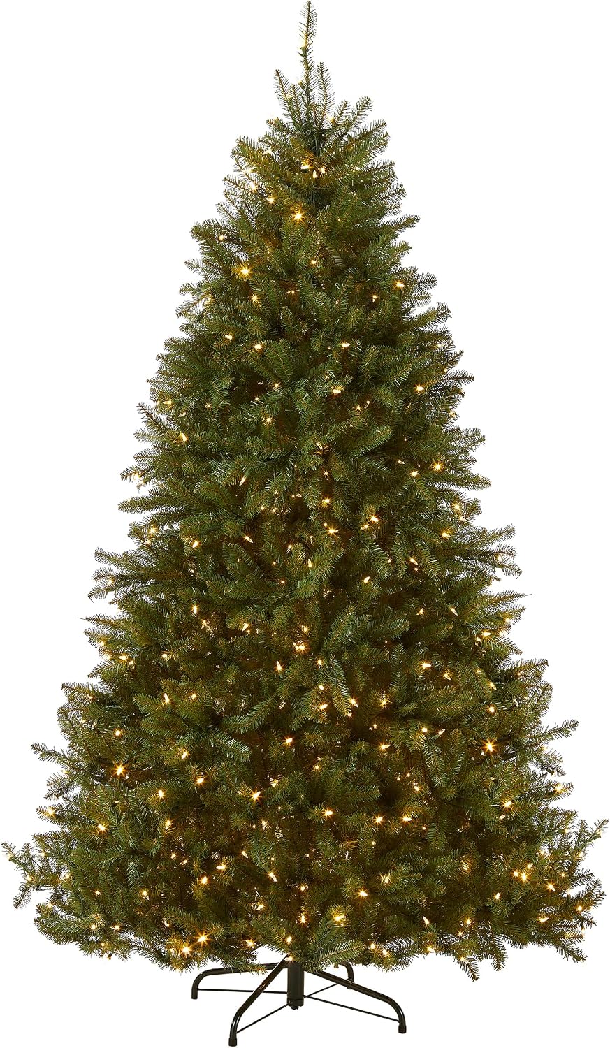 National Tree Company 7.5ft Pre-Lit Dunhill Fir Artificial Christmas Tree | 700 LED Lights, 10 Light Functions, 2,514 Tips, Foot Pedal, Includes Stand, Green
