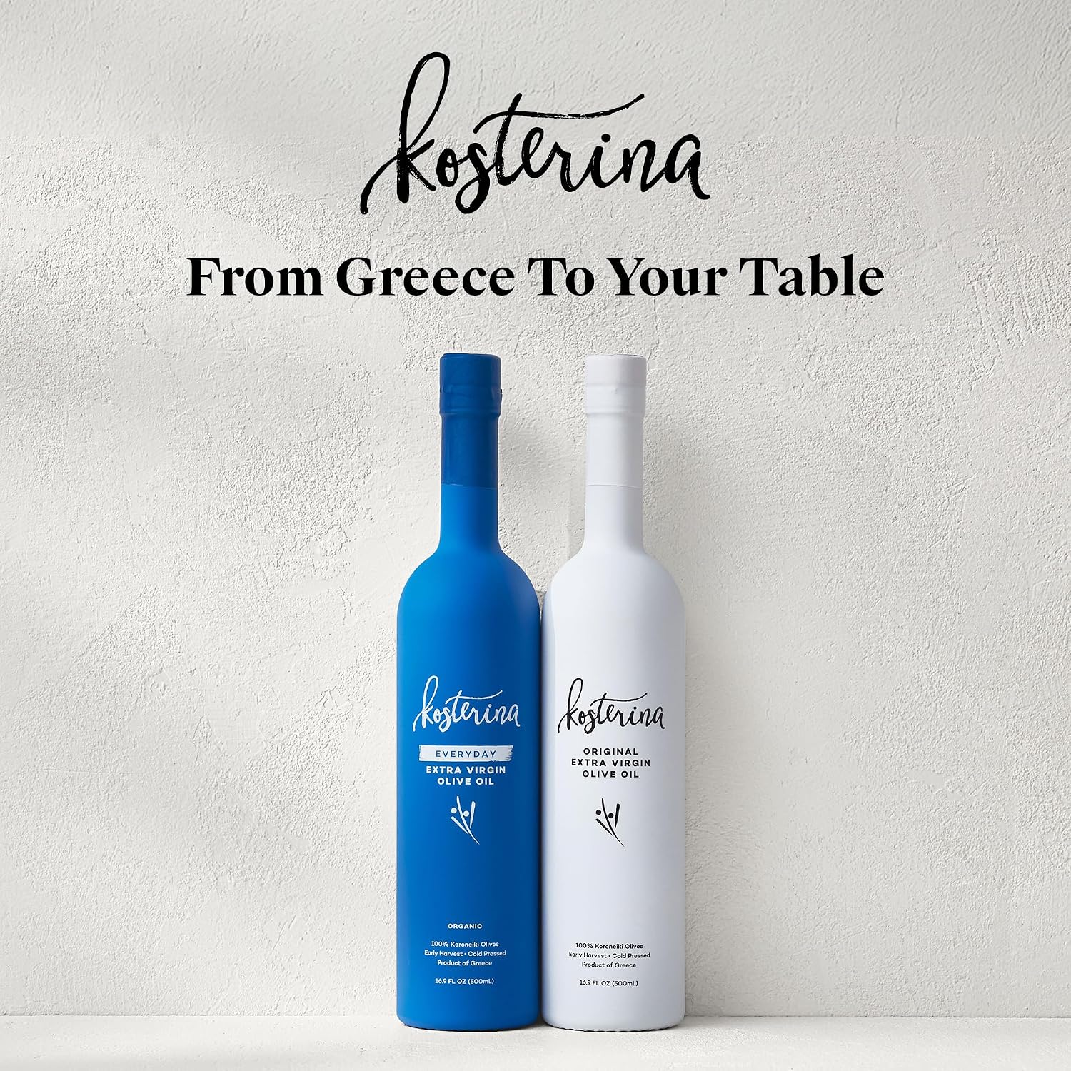 Kosterina Original Extra Virgin Olive Oil, Cold-Pressed EVOO (16.9oz)
