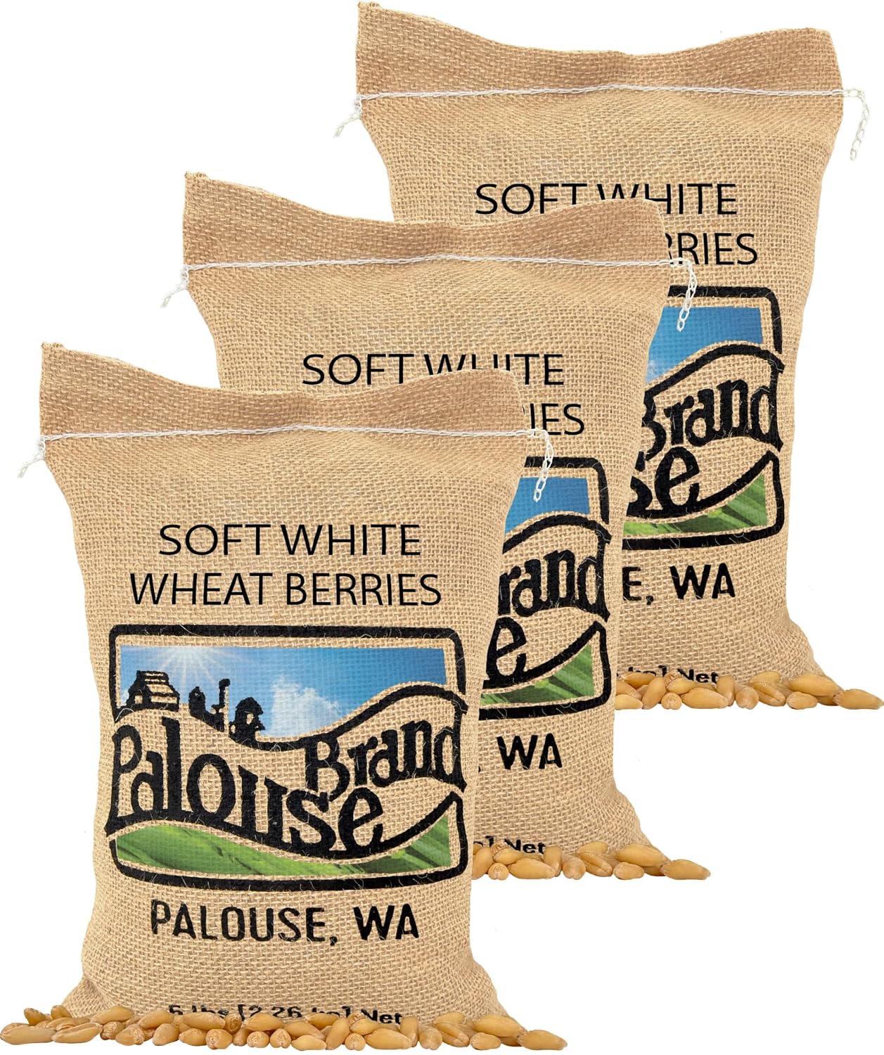 Palouse Brand Certified Glyphosate Residue Free Soft White Wheat Berries | 5 LBS | Family Farmed in Washington State | Non-GMO Project Verified | Kosher | Field Traced