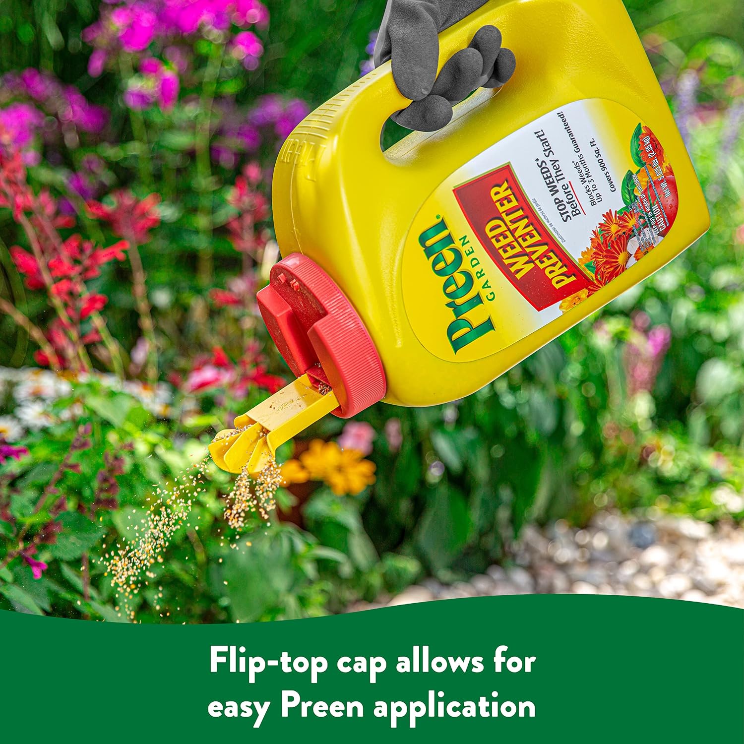 Preen Garden Weed Preventer 16 lb. Drum, Covers 2,560 sq. ft. | Pre Emergent Weed Control for Flower and Vegetable Gardens - Prevents weeds up to 3 months - Safe for use around 200 plants