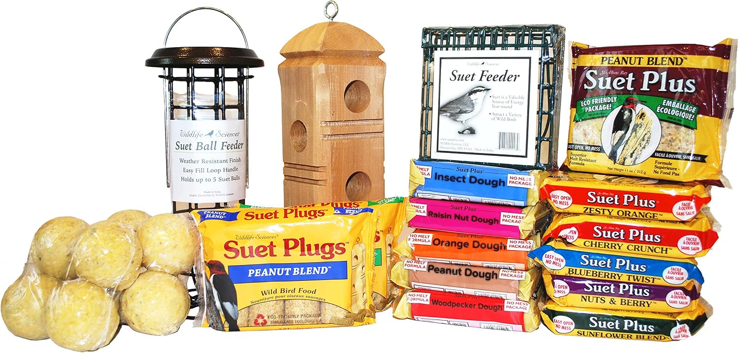 Ultimate Suet Pack for Wild Birds With 30 items, Suet Cakes, Suet Feeders, Suet Balls, and Suet Plugs