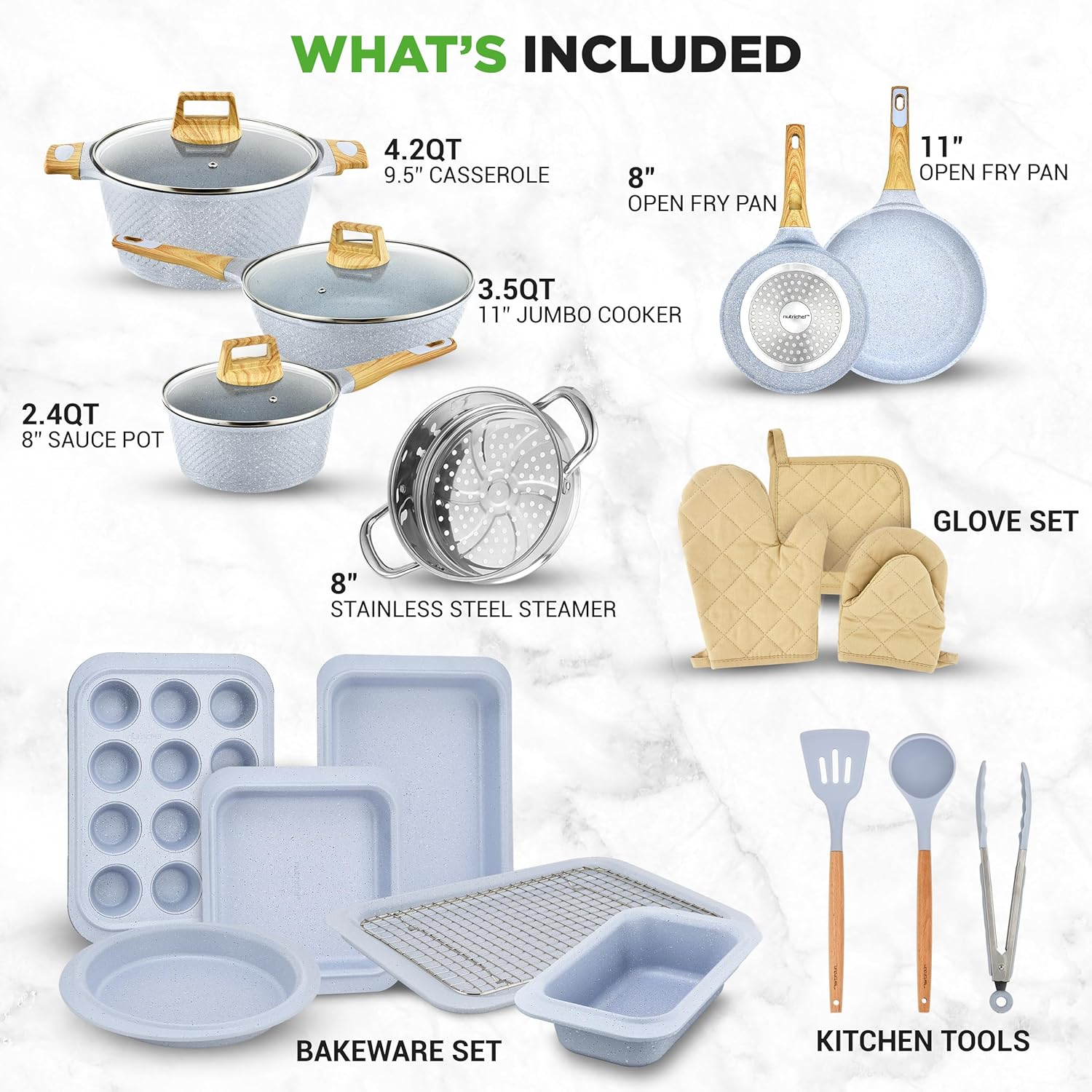 NutriChef 14-Piece Pots and Pans Set Non Stick – Induction Cookware Set, PFAS-Free Nonstick Cookware for All Cooktops, Includes Kitchen Utensils