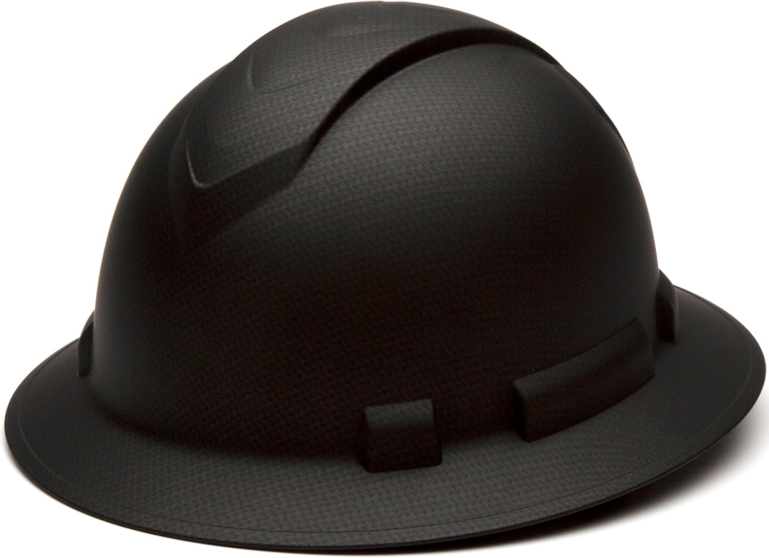 Pyramex Ridgeline Full Brim Hard Hat 4 Point Ratchet White | Full-brim sun & rain protection, HDPE shell, Ratchet suspension, Construction & utility, ANSI Z89.1 Type I Class C/G/E