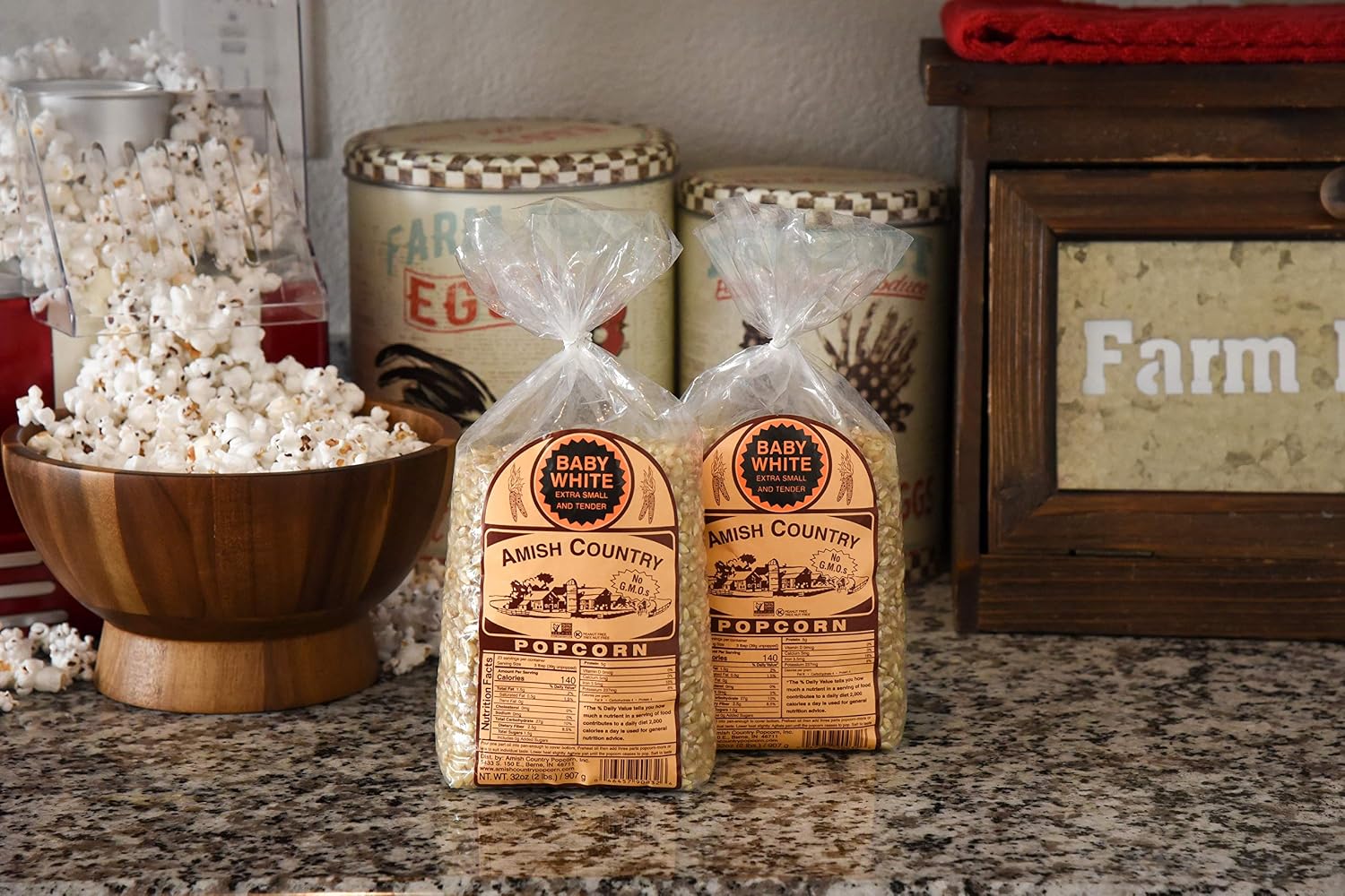 Amish Country Popcorn | 2 lb Bag | Baby White Popcorn Kernels | Small and Tender | Old Fashioned, Non-GMO and Gluten Free (Baby White - 2 lb Bag)