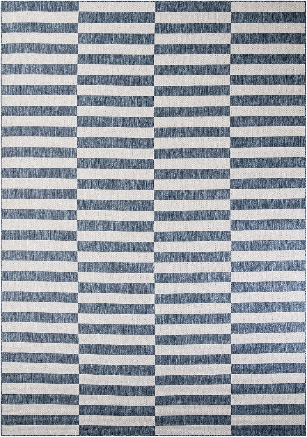 Unique Loom Outdoor Striped Collection Area Rug - Striped (7' 1" x 10' Rectangle, Taupe/Ivory)