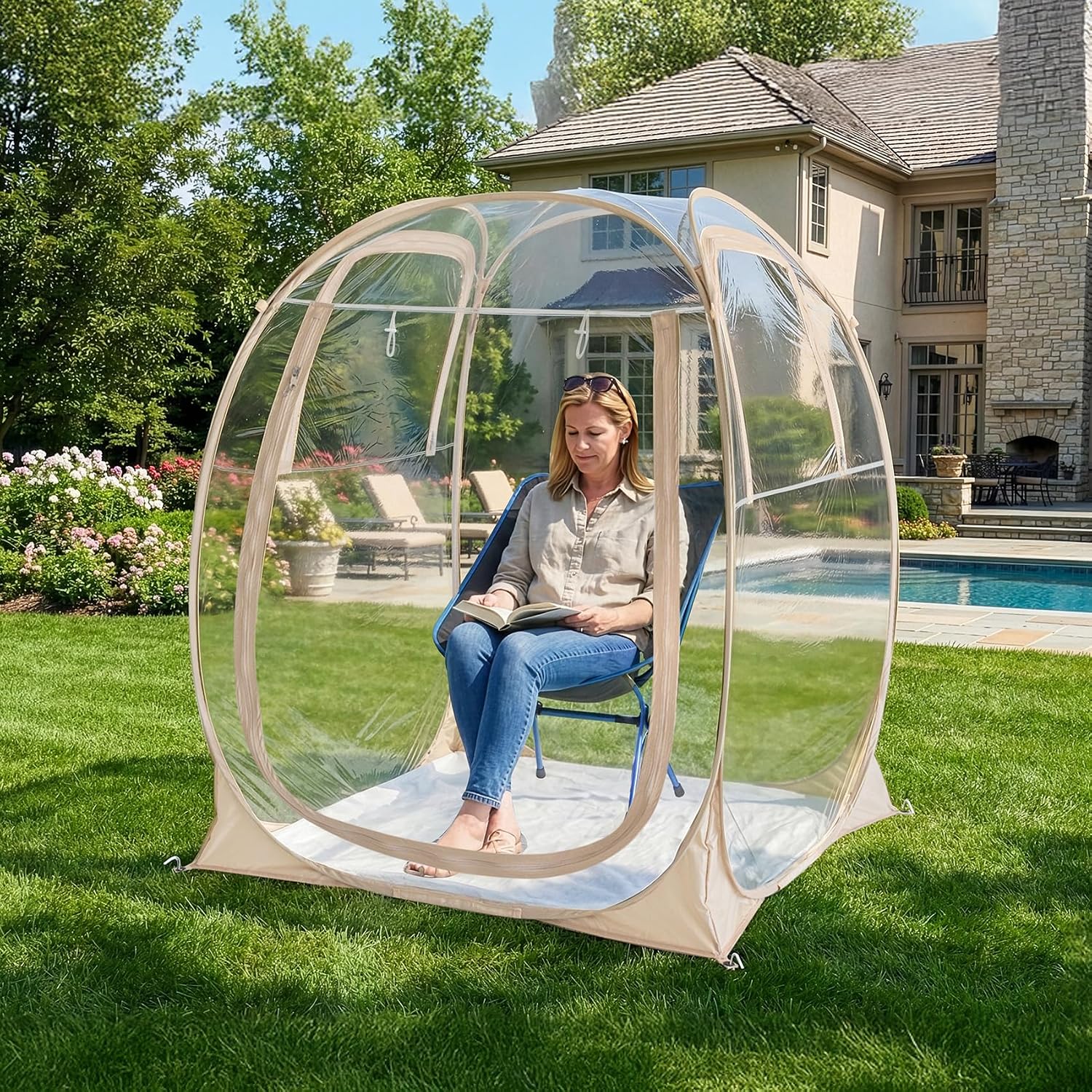 Alvantor® Pop Up Bubble Tent® - 6’ x 6’ Instant Igloo Tent® - 2-3 Person Screen House for Patios - Large Oversize Weather Proof Pod - Cold