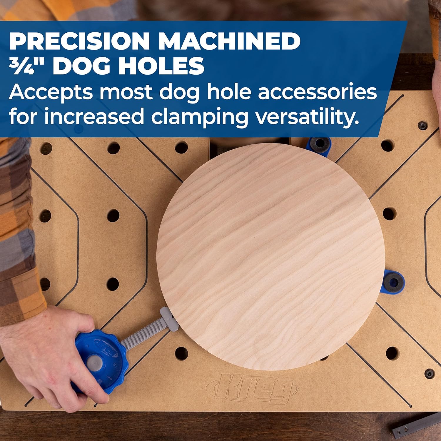 Kreg Portable Work Surface Bundle - Compact Portable Workbench - Ultra Flat Fiberboard Top - Dog Hole Clamping System - Mobile Workstation with