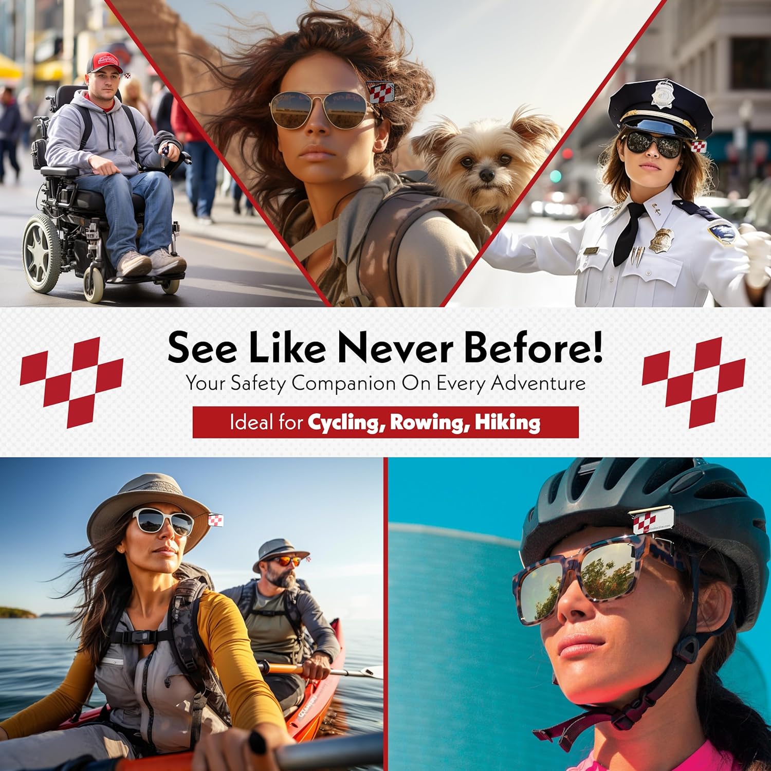 Cycling Compact Mirror for Helmet & Eyeglasses | Smaller profile. Same natural rear view. Your mirror follows your head movement, not your handlebars.