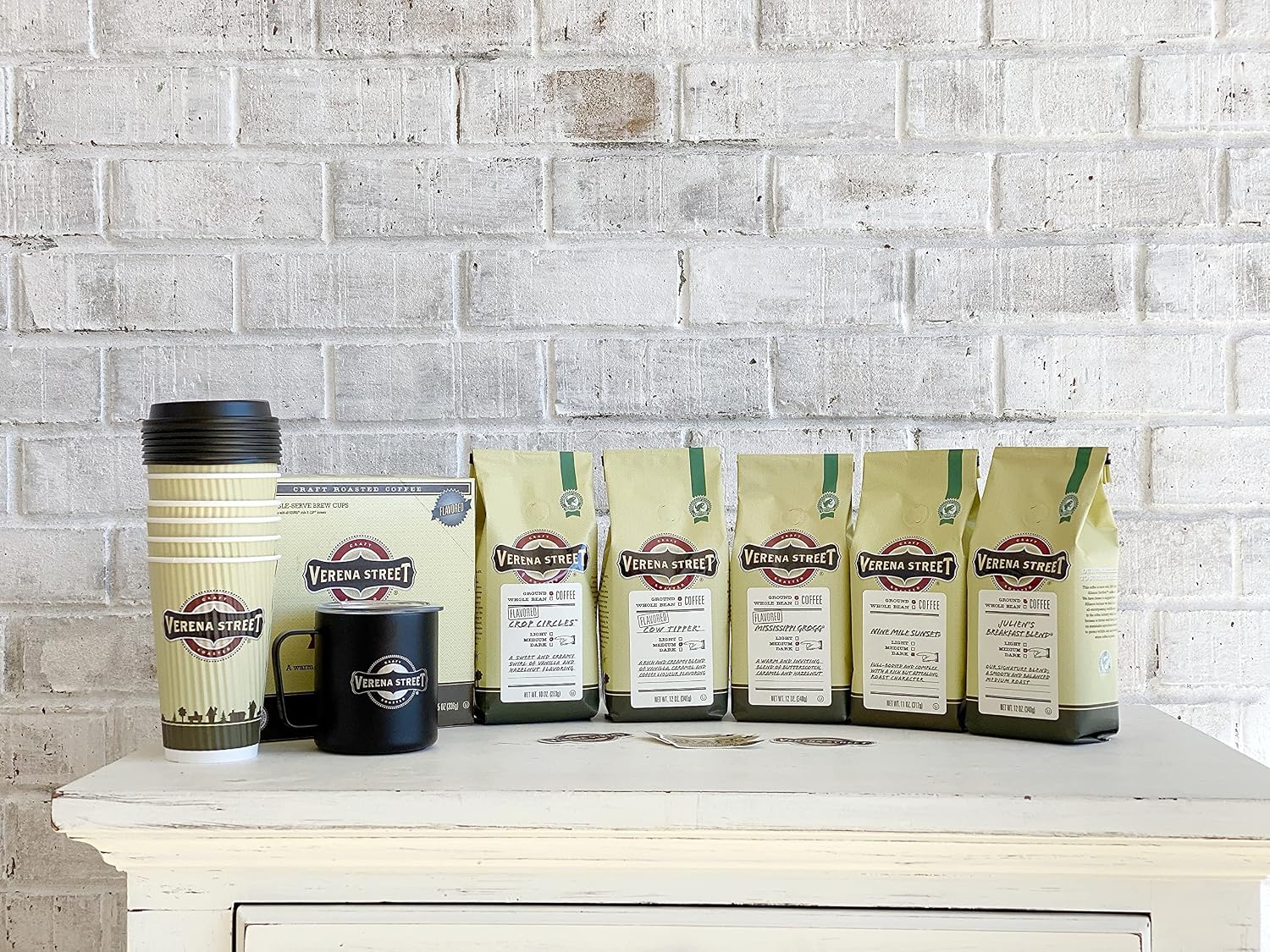 Verena Street 12 Ounce Flavored Ground Coffee, Mississippi Grogg, Medium Roast, Rainforest Alliance Certified Arabica Coffee
