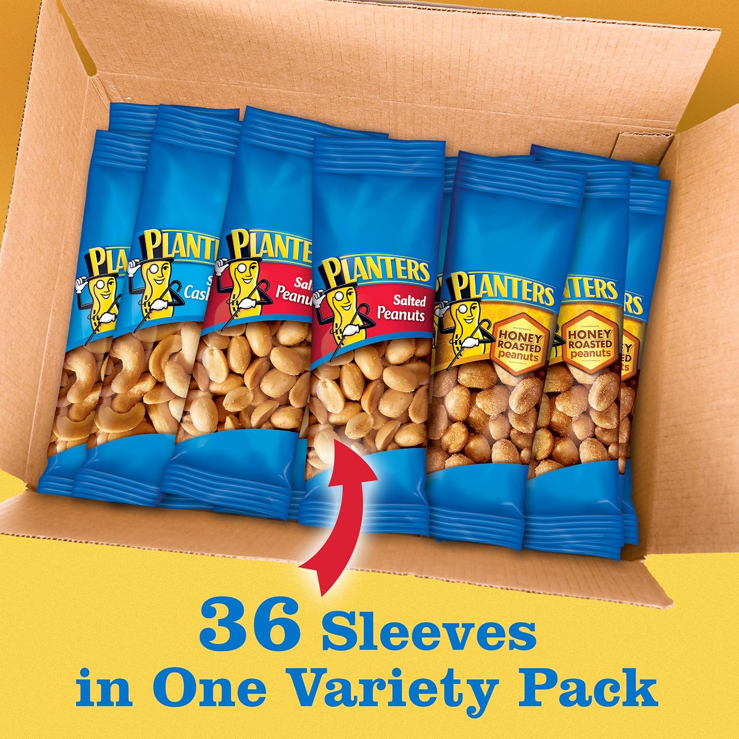 PLANTERS Salted Peanuts, Plant Based Protein Snacks, 1 Oz (48 Ct) | Roasted Salted Nuts Snack Packs. Kosher. Bag. Snacks for Adults. Individual Snacks