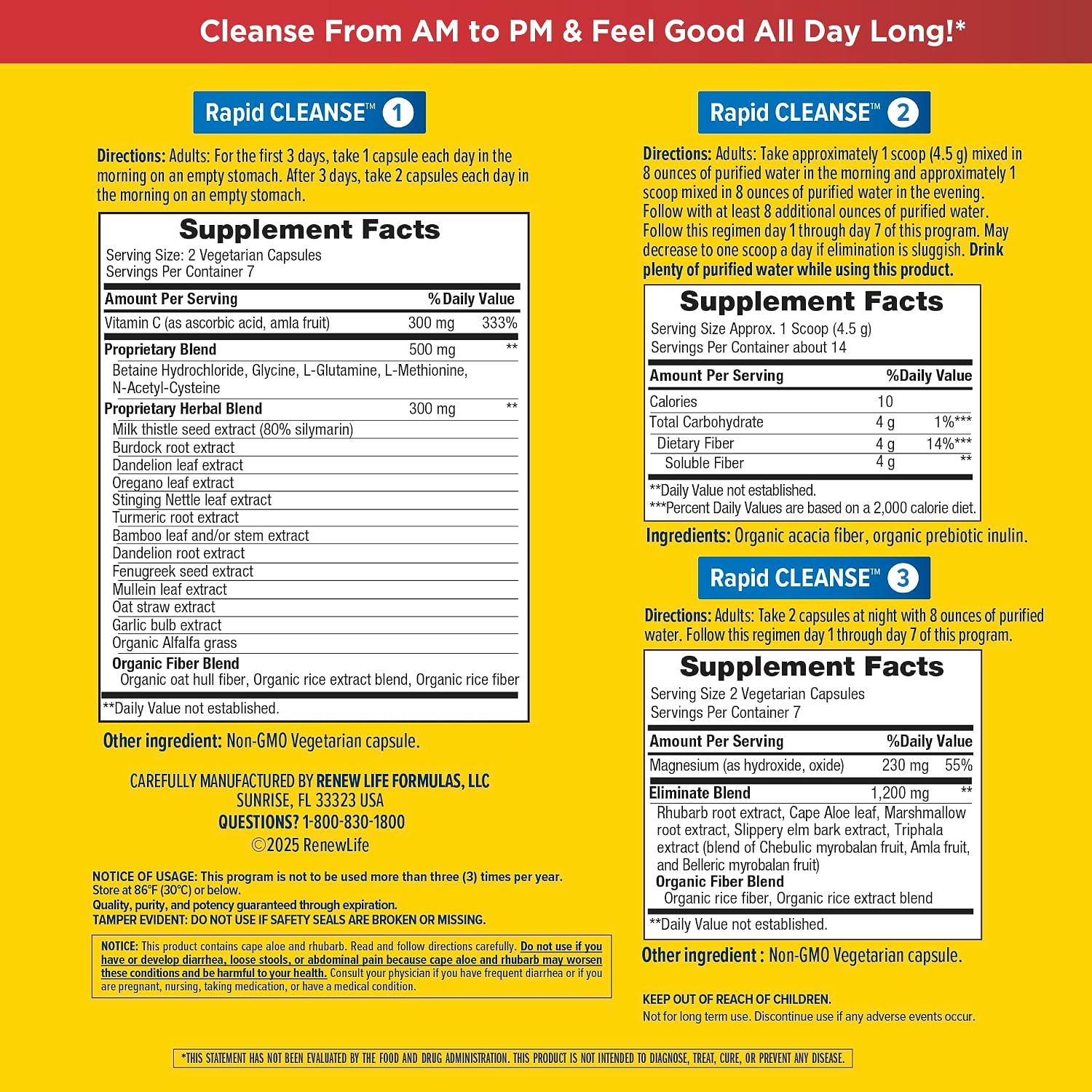 Renew Life Rapid Total Body Cleanse | 7 Day Program | Supports Regularity | Advanced Formula | Vegetarian, Dairy, and Gluten Free Supplement