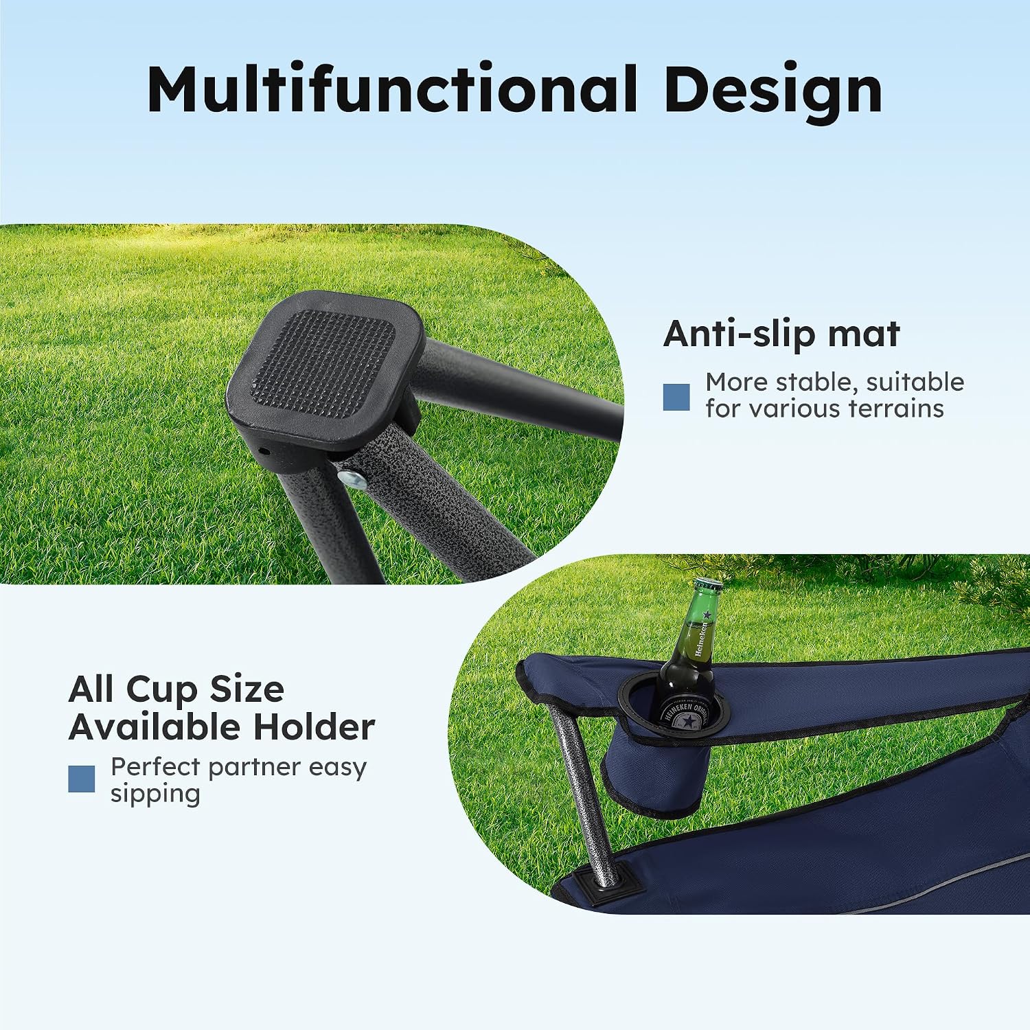 ALPHA CAMP Heavy Duty Canopy Camping Chairs with Adjustable Sunshade | Heavy duty 400 LBS, Steel Frame, Sturdy, Ergonomic,600D Oxford fabric ,Phone holder Cup holder,Carry Bag,Easy to set up