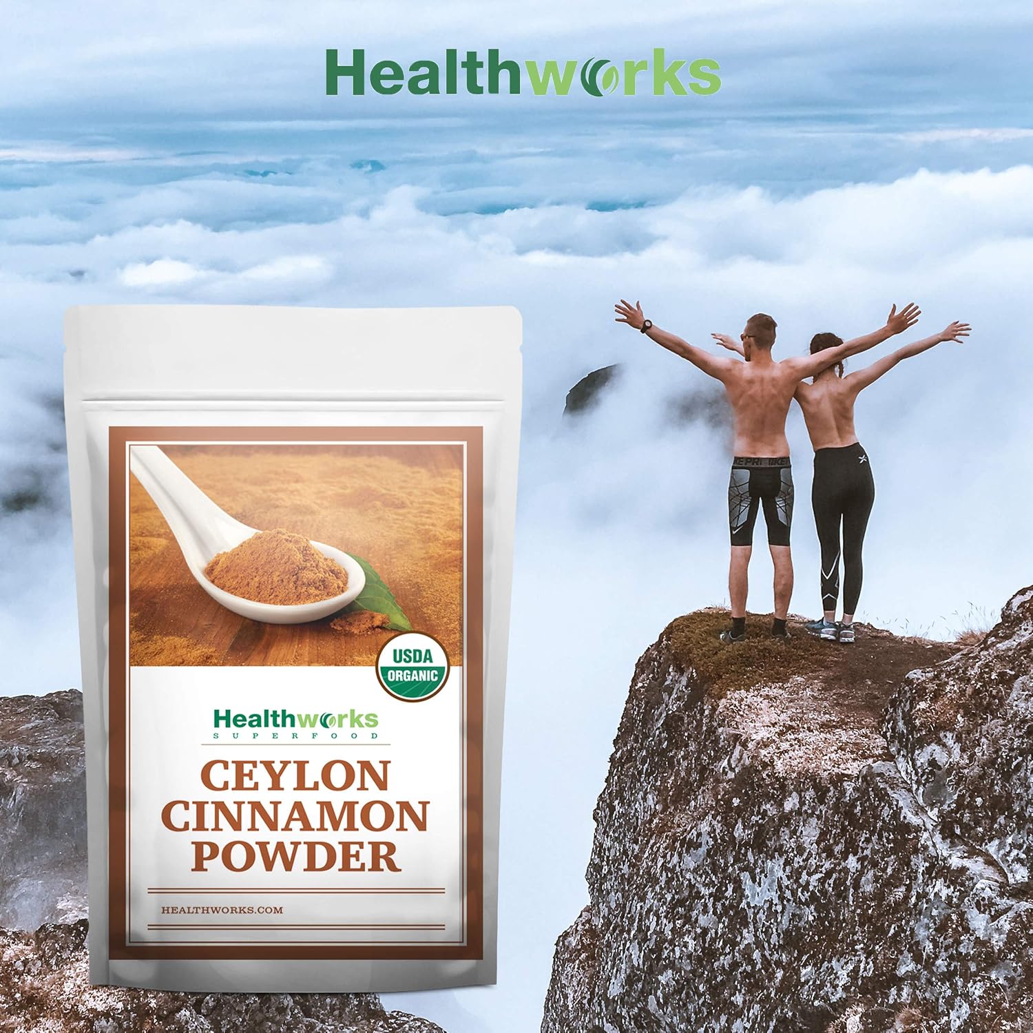 Healthworks Superfoods Organic Ceylon Cinnamon Powder 1 lb Ground Raw Vegan | Organic, Ceylon, Ground, Blood Sugar Support, Non-GMO, Vegan, Keto, For Baking, For Cooking, For Tea, Anti-Inflammatory