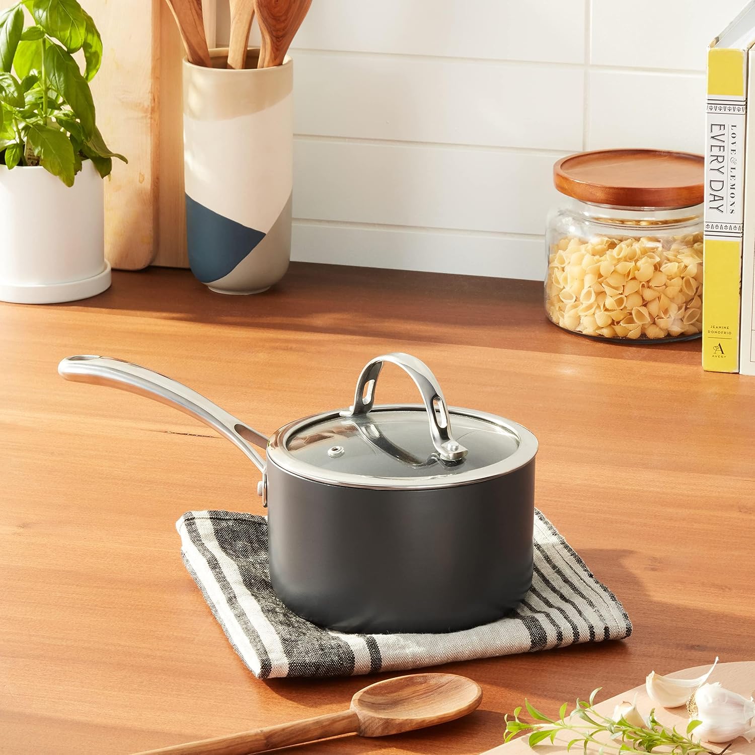 Cooks Standard Classic 2 Quart Hard Anodized Nonstick Saucepan with Glass Lid