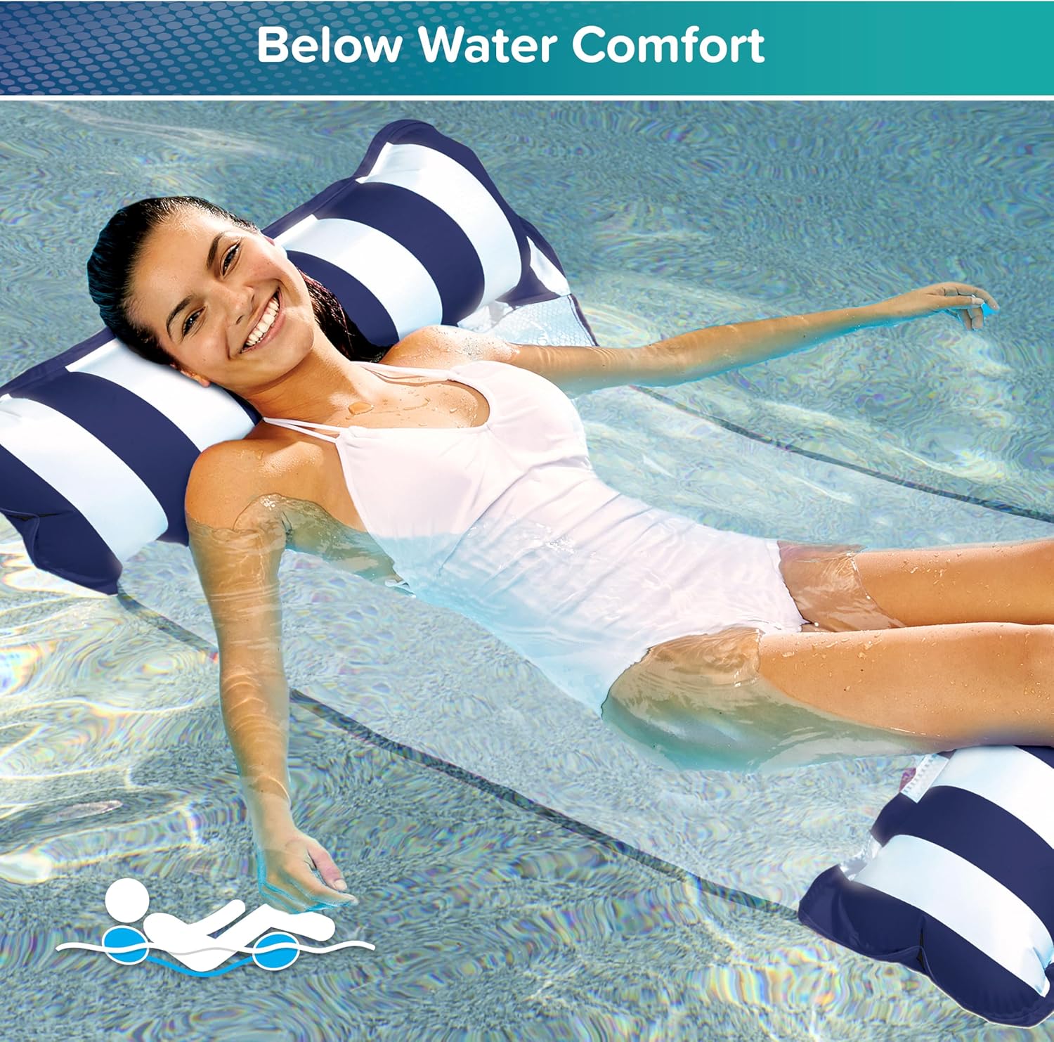Aqua 4-in-1 Monterey Hammock Pool Float & Water Hammocks – 2-3-4 Multipacks – Multiple Colors/Styles – for Adults and Kids Floating