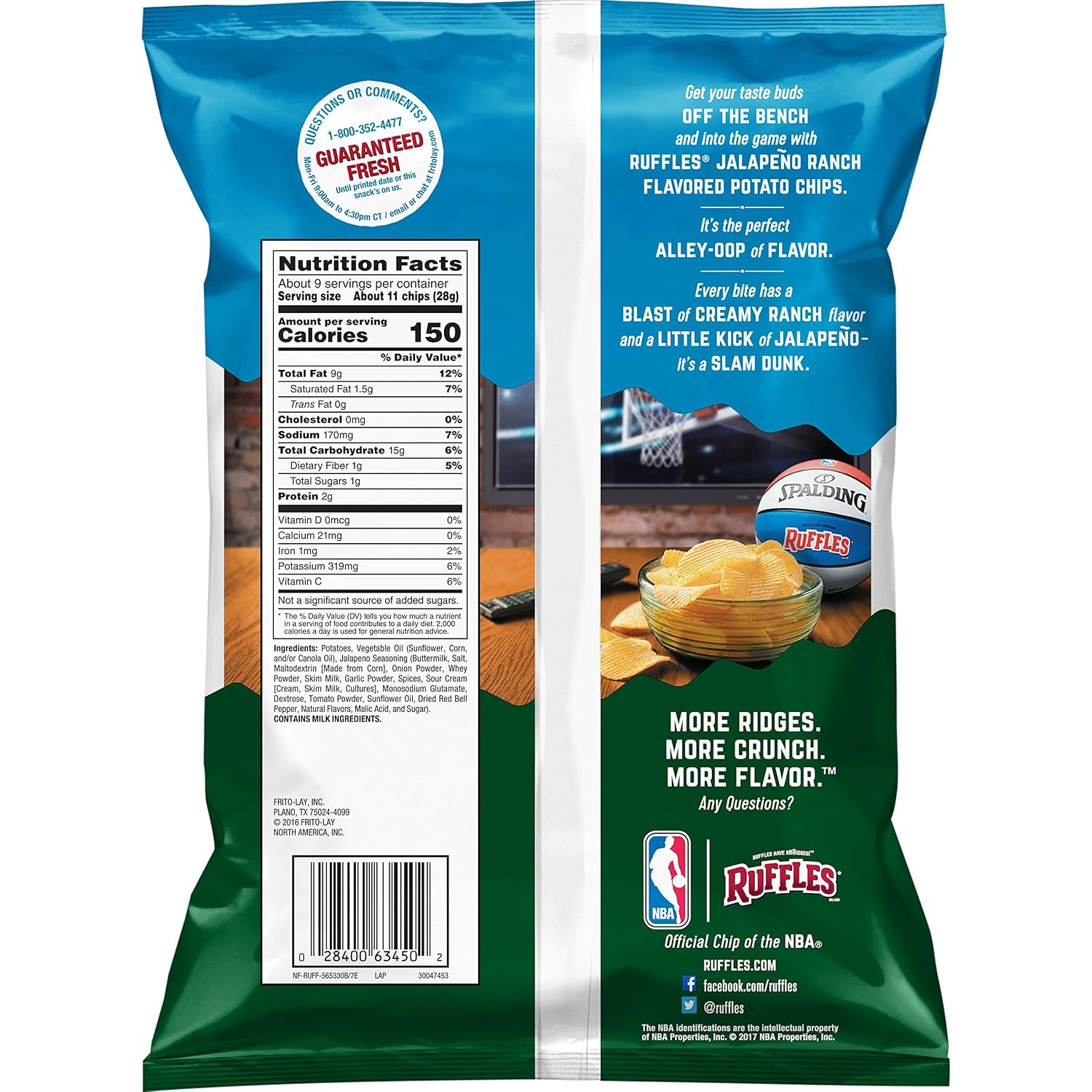 Ruffles Potato Chips, Queso, Cheddar Cheese, 8 Ounce