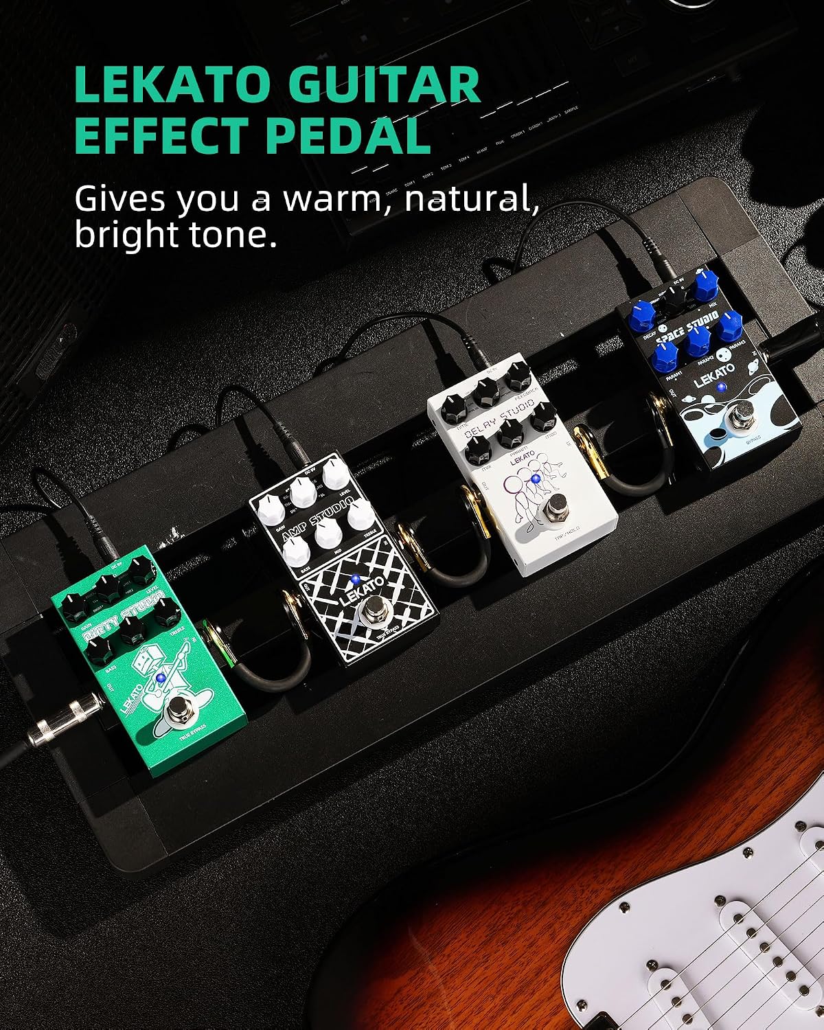 LEKATO Looper Guitar Pedal Guitar Loop Pedal Tuner Pedal 9 Loops 40 Minutes Record Time Unlimited Overdubs for Electric Guitar Bass (Black)