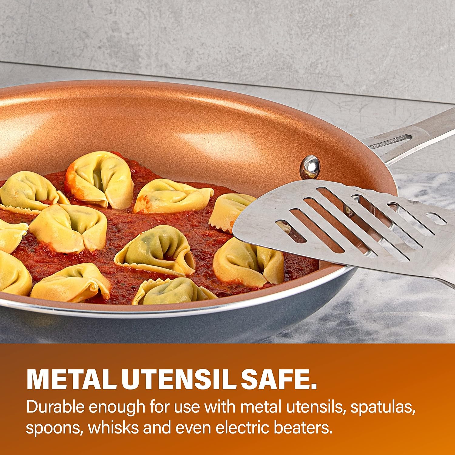 Gotham Steel 9.5 Inch Copper Non Stick Frying Pans Skillet | Ceramic Non Toxic Coating Made Without PFOA/PTFE/PFOS, Lightweight, Stay Cool Handle, Oven and Dishwasher Safe