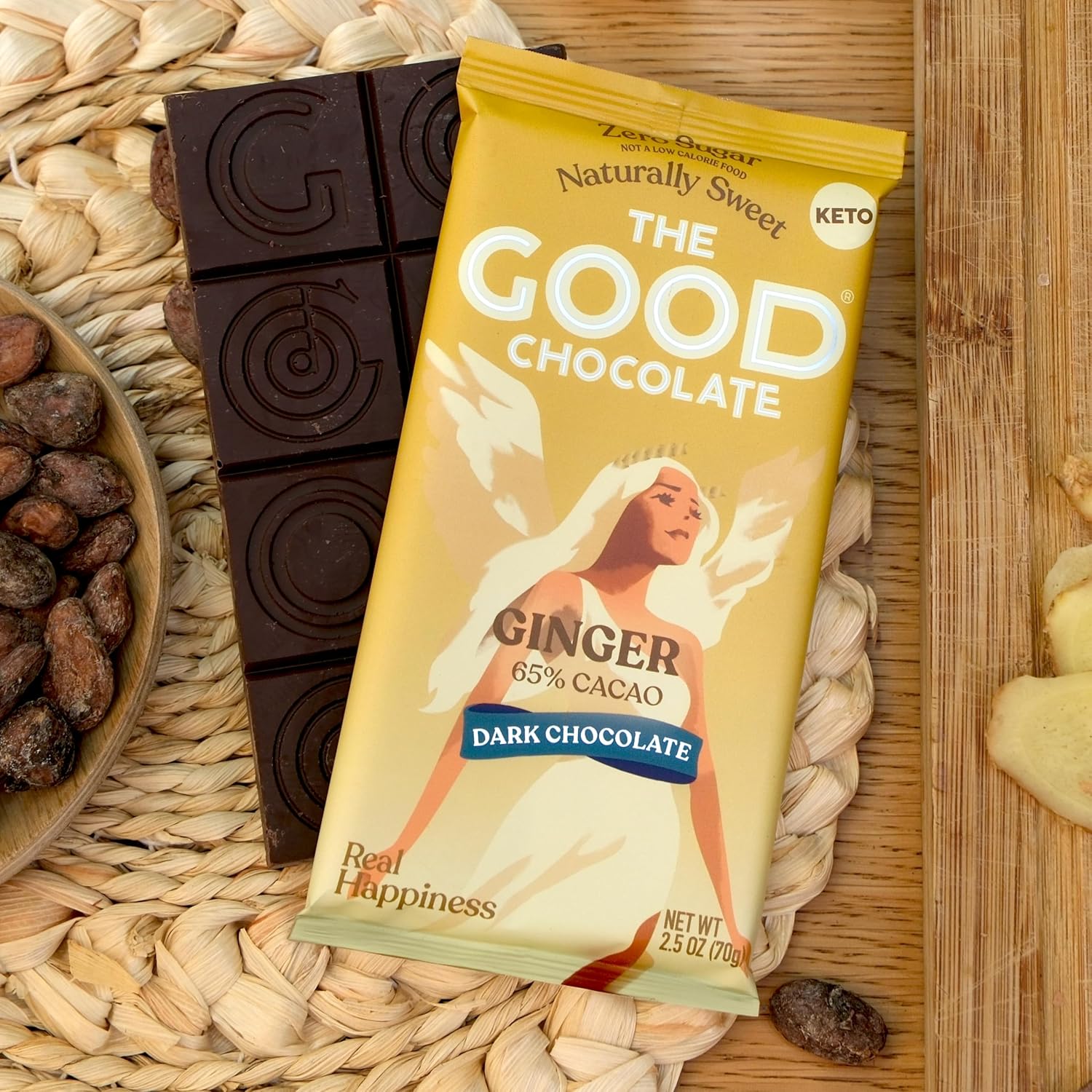 THE GOOD CHOCOLATE – Dark Chocolate Bars with Zero Sugar & Lower Net Carbs – Keto Chocolate Bar with Lower Calories, All Natural and Non-GMO Keto Snacks, 2.5 oz (6 Bars Value Pack)