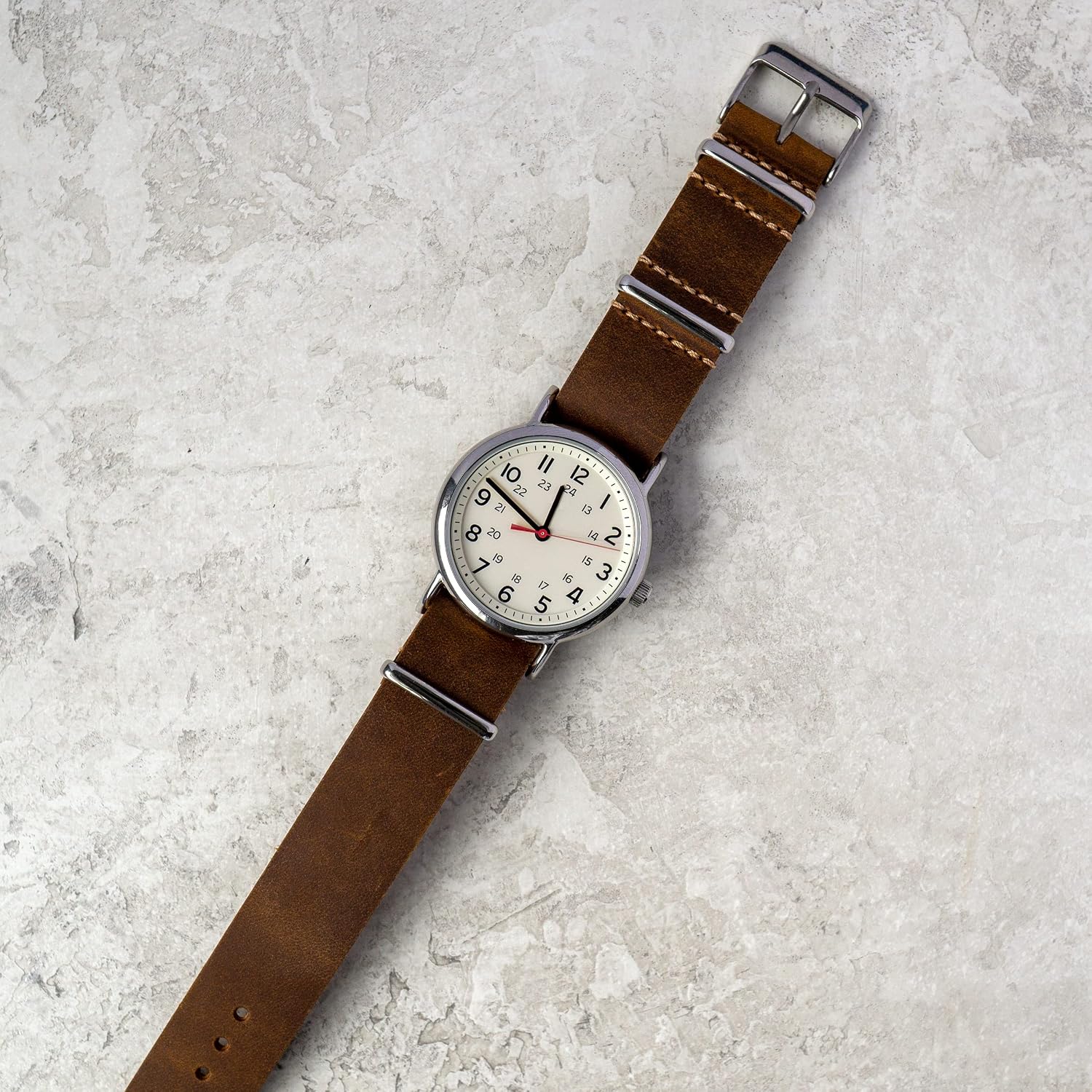 Benchmark Leather Watch Band - Crazy Horse Oiled Leather One-Piece Watch Straps for Men or Women - 18mm, 20mm, 22mm or 24mm Widths