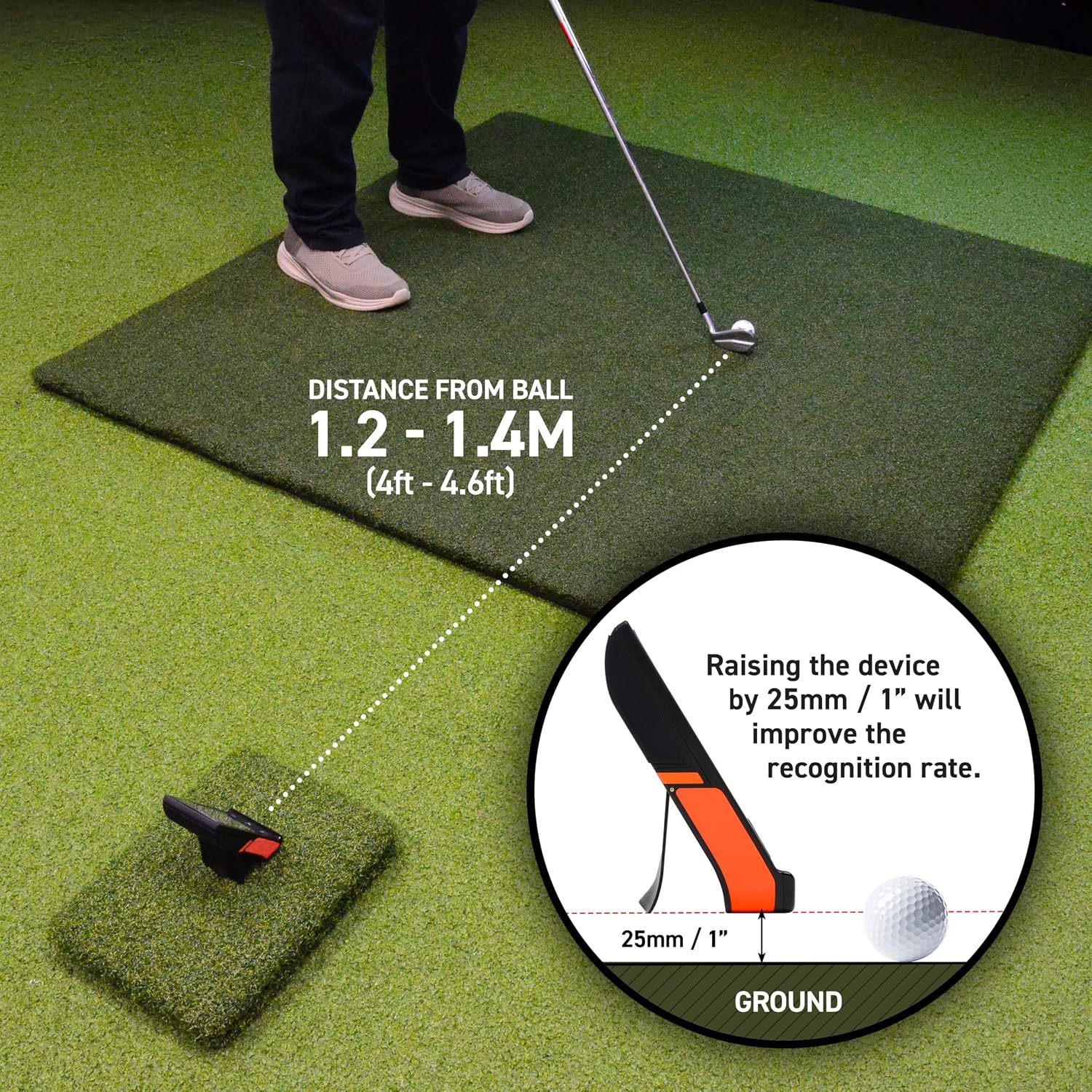GOLFBUDDY Shot Mate Launch Monitor – Doppler Radar Golf Swing Analyzer, Ball & Club Speed, Smash Factor, Carry Distance, TFT LCD Display