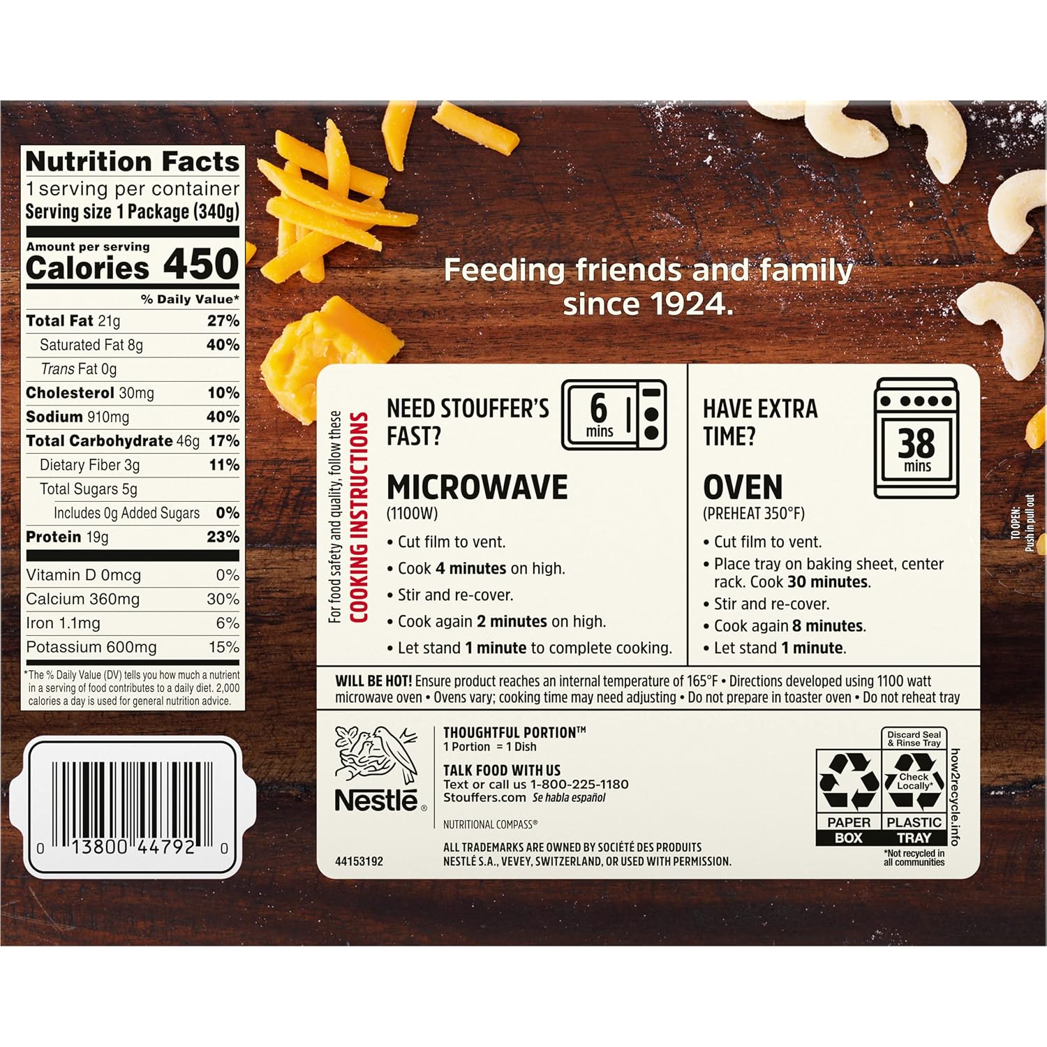 Stouffer's Macaroni & Cheese with Broccoli, Single Serve Frozen Meal