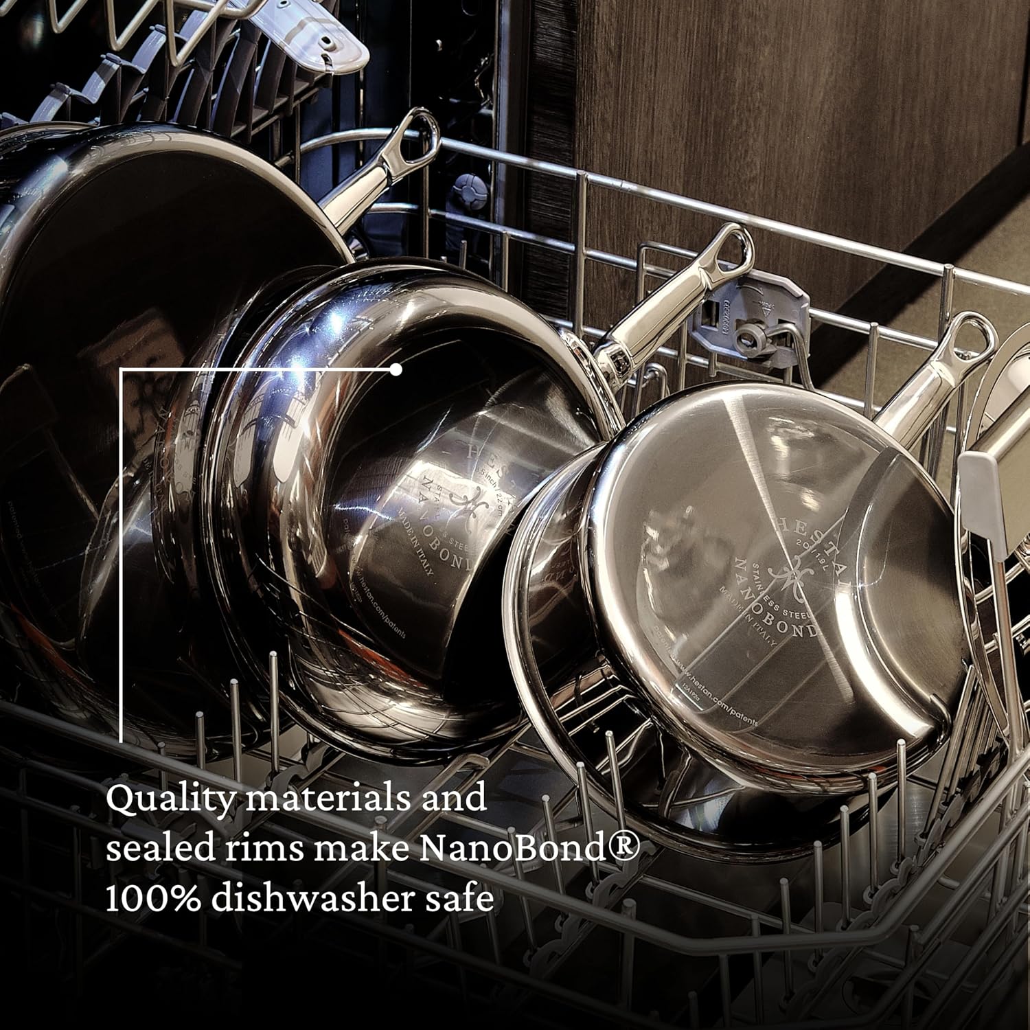 Hestan NanoBond Molecular Titanium Saute Pan with Lid, 3.5-Quart - PFAS-Free Stainless Steel, 4x Stronger, 1050°F Safe, Induction Compatible