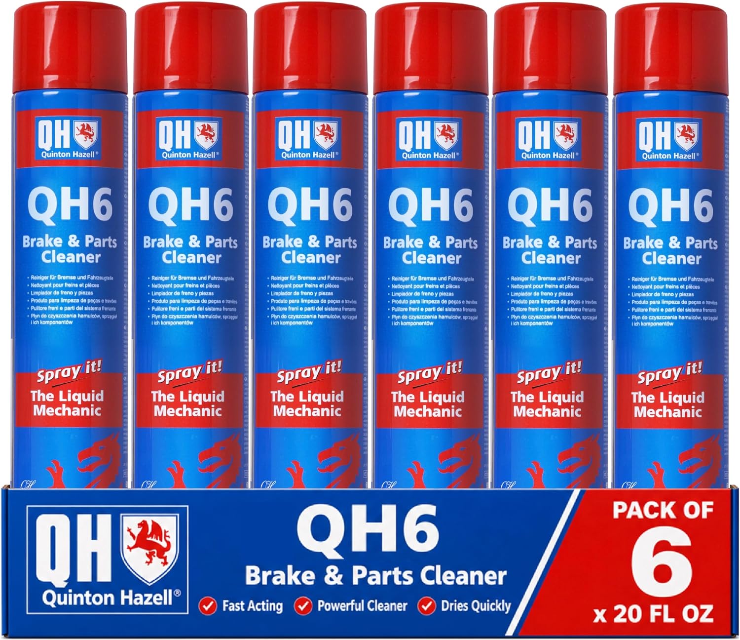 Quinton Hazell QH6 Brake Cleaner Spray Can 20.3 fl oz, Non-Chlorinated | Fast Drying Automotive Brake Parts Cleaner, High Strength Formula for Professional and DIY Use