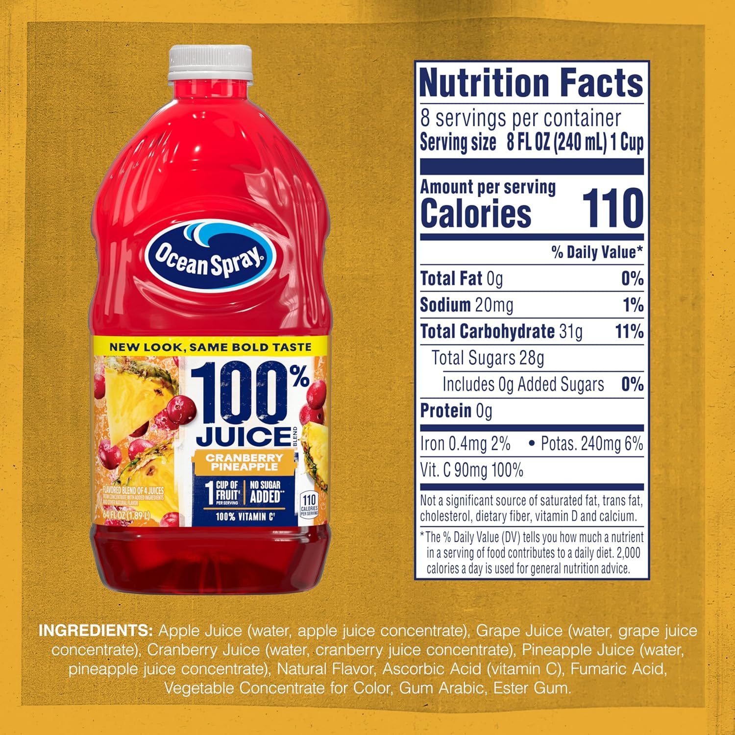 Ocean Spray 100% Apple Juice, 60 Fl Oz (Pack of 8)