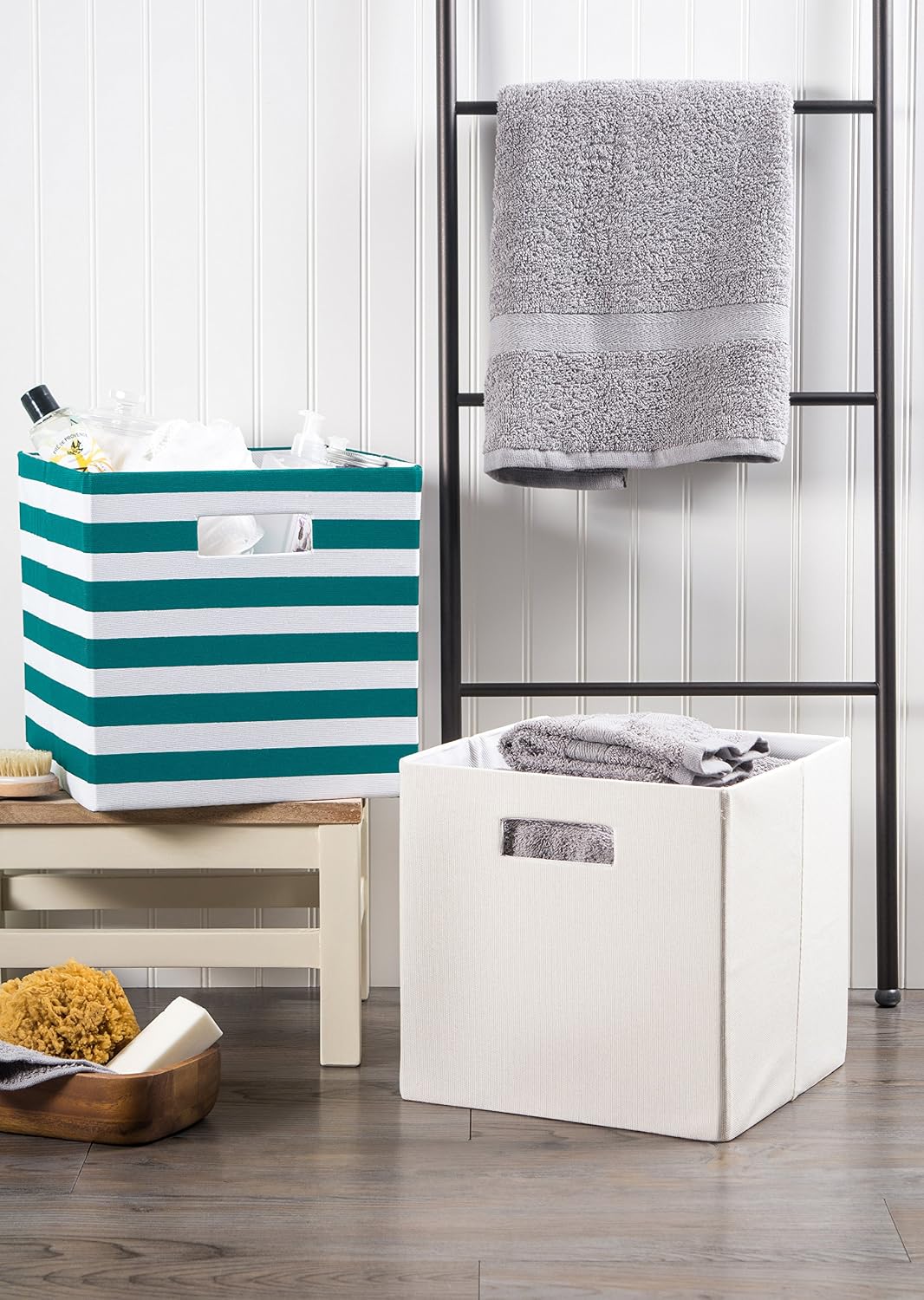 DII Polyester Cube Storage Collection Collapsible Hard Sided Bin, 13x13x13, Black