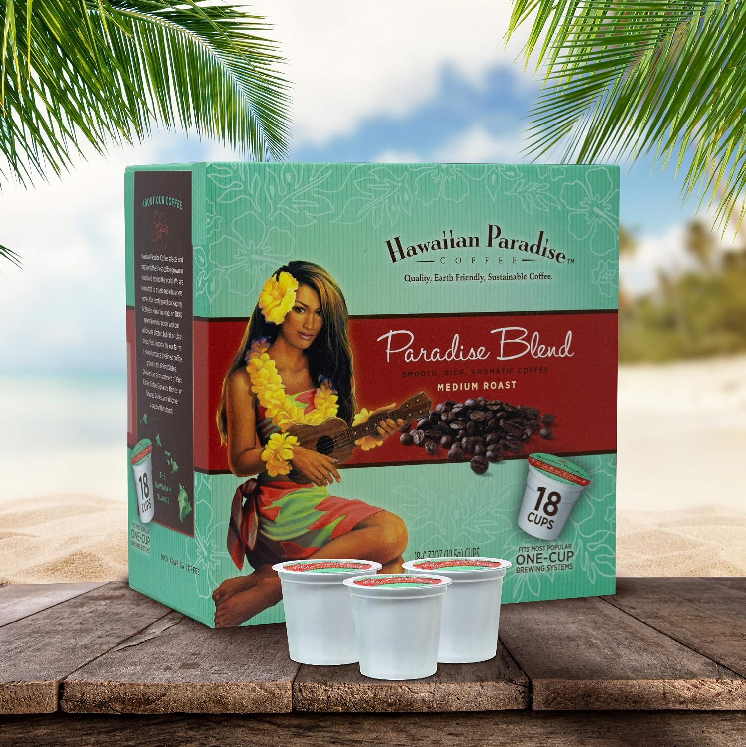 Hawaiian Paradise Coffee Vanilla Macadamia Nut Single Serve Cups 18 Count Medium Roast Sweet Aromatically Flavored - 100% Arabica Beans - Compatible with Keurig K-Cup Brewers