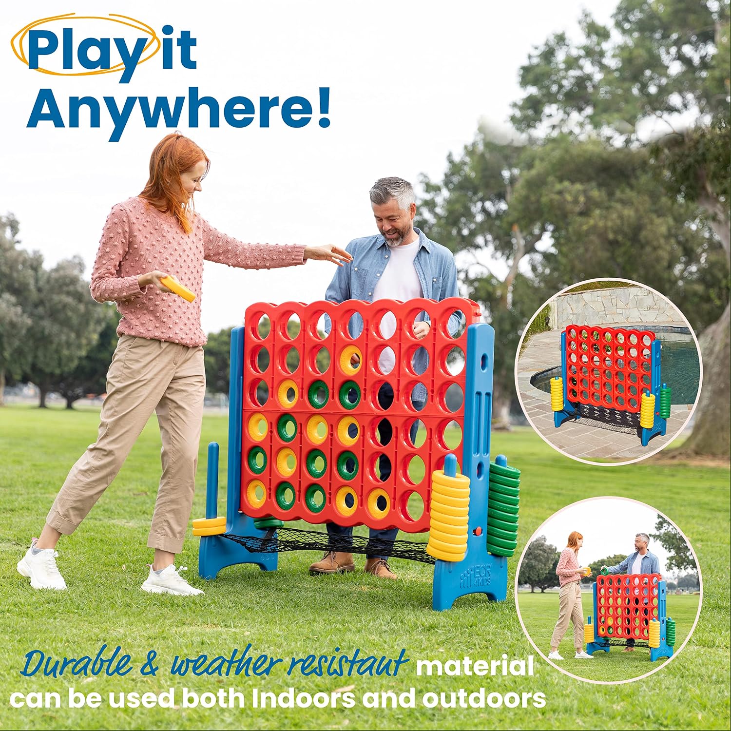 ECR4Kids Jumbo 4-To-Score with Mesh Net and Carry Bag, Giant Game, Assorted