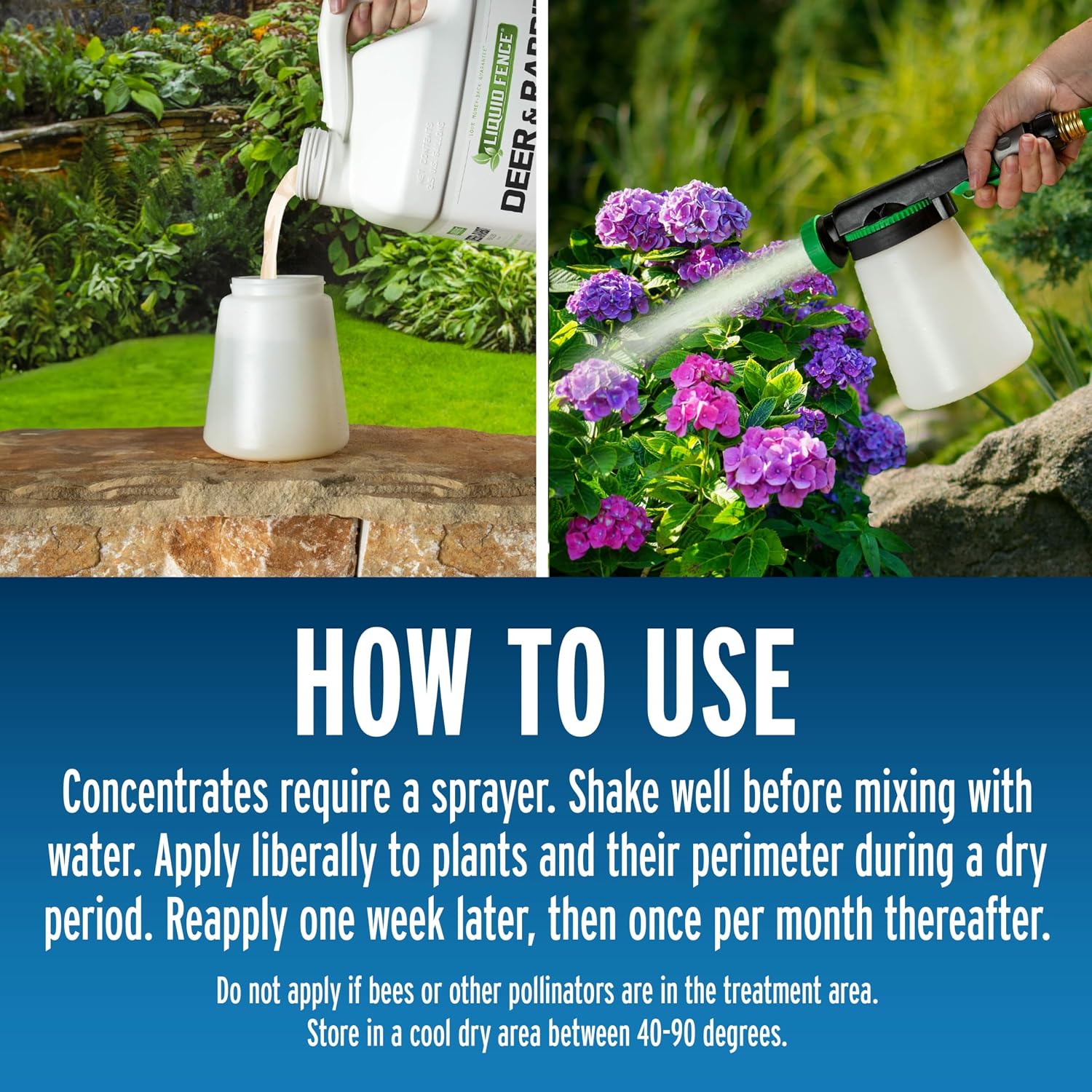Liquid Fence Deer And Rabbit Repellent Concentrate 32 Ounces, Apply Year-Round | Use to Treat on Gardens, Flowers, Shrubs, Trees & Vines, Covers up to 5,000 Sq. Ft., Harmless to Plants & Animals