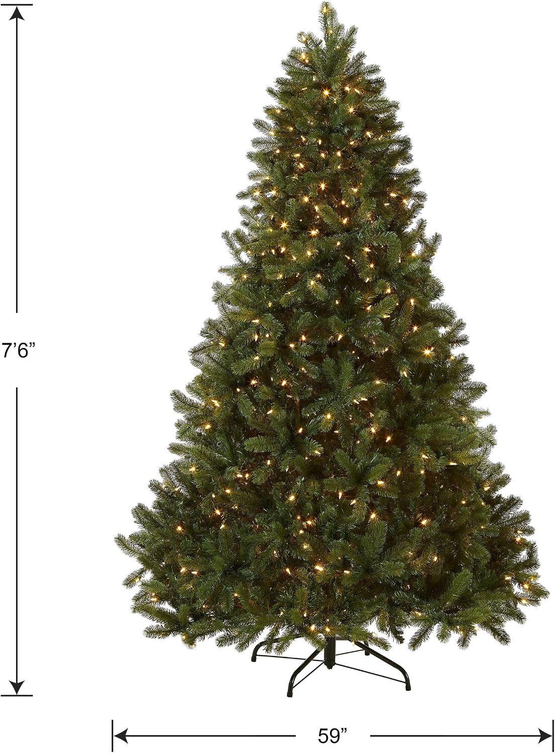 National Tree Company Pre-Lit 'Feel Real' Artificial Full Downswept Christmas Tree, Green, Douglas Fir, Dual Color LED Lights